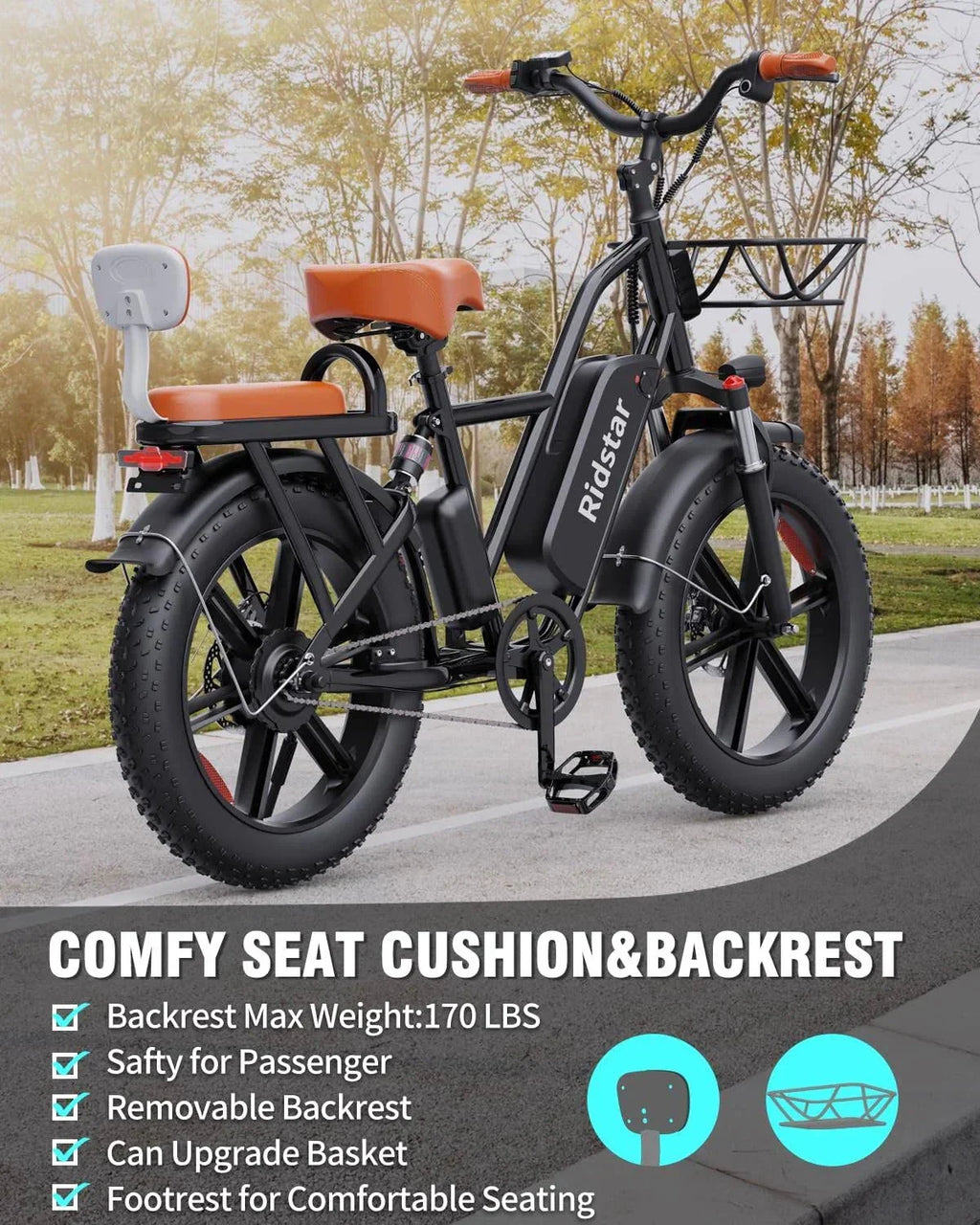 2026 Bopzin 1000W Electric Bicycle for Adults, 48V 15Ah Removable Battery, 20" x 4.0" - 1000W