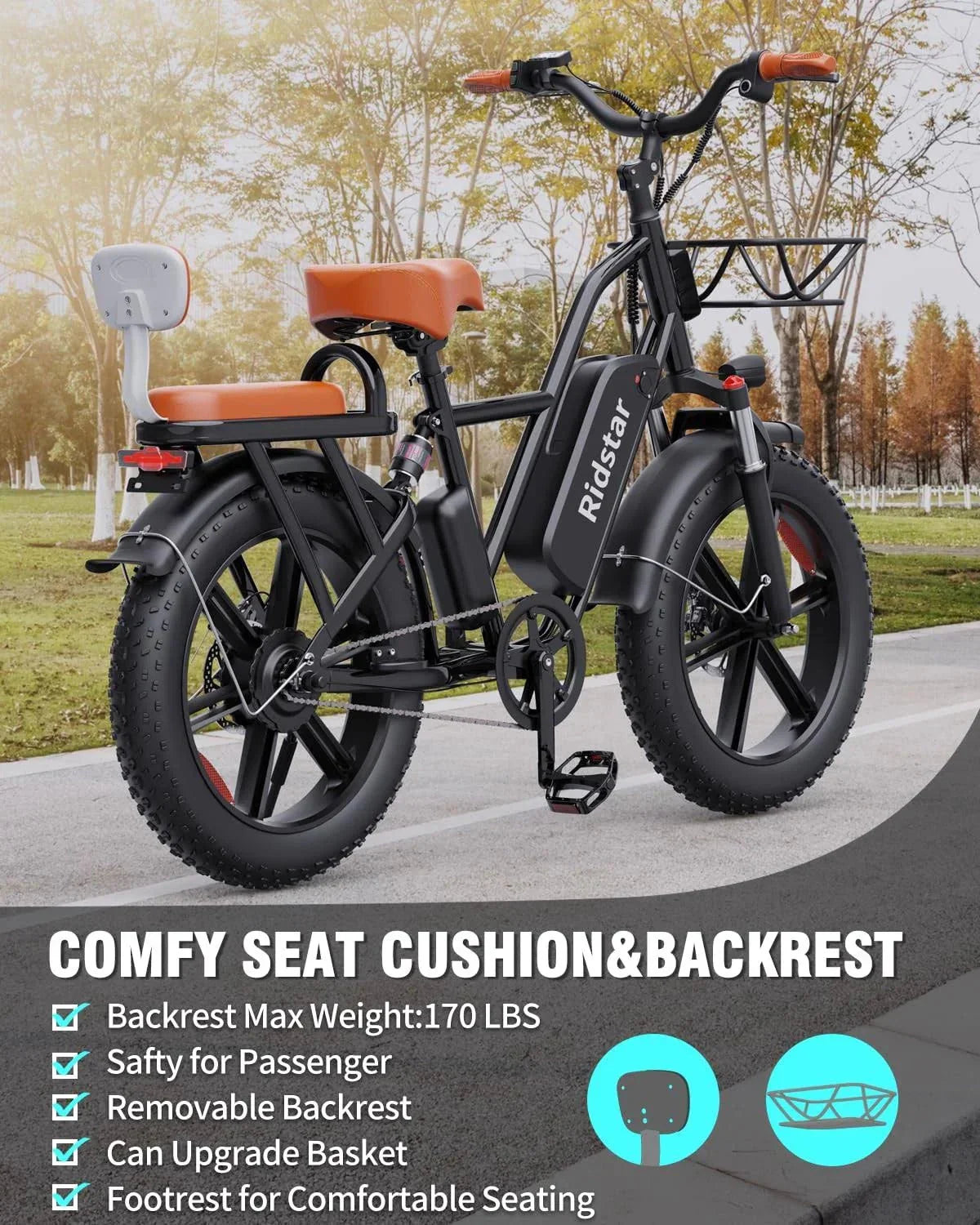 2026 Bopzin 1000W Electric Bicycle for Adults, 48V 15Ah Removable Battery, 20" x 4.0" - 1000W
