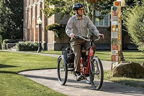 2026 2025 Schwinn Meridian Adult Tricycle, Men's and Women's Beach Cruiser, 26-inch Wheels, Low Step-Through, Wide Saddle, Folding Rear Basket.