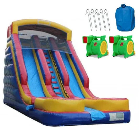 2026 20-foot high inflatable double slide with pool and drying area