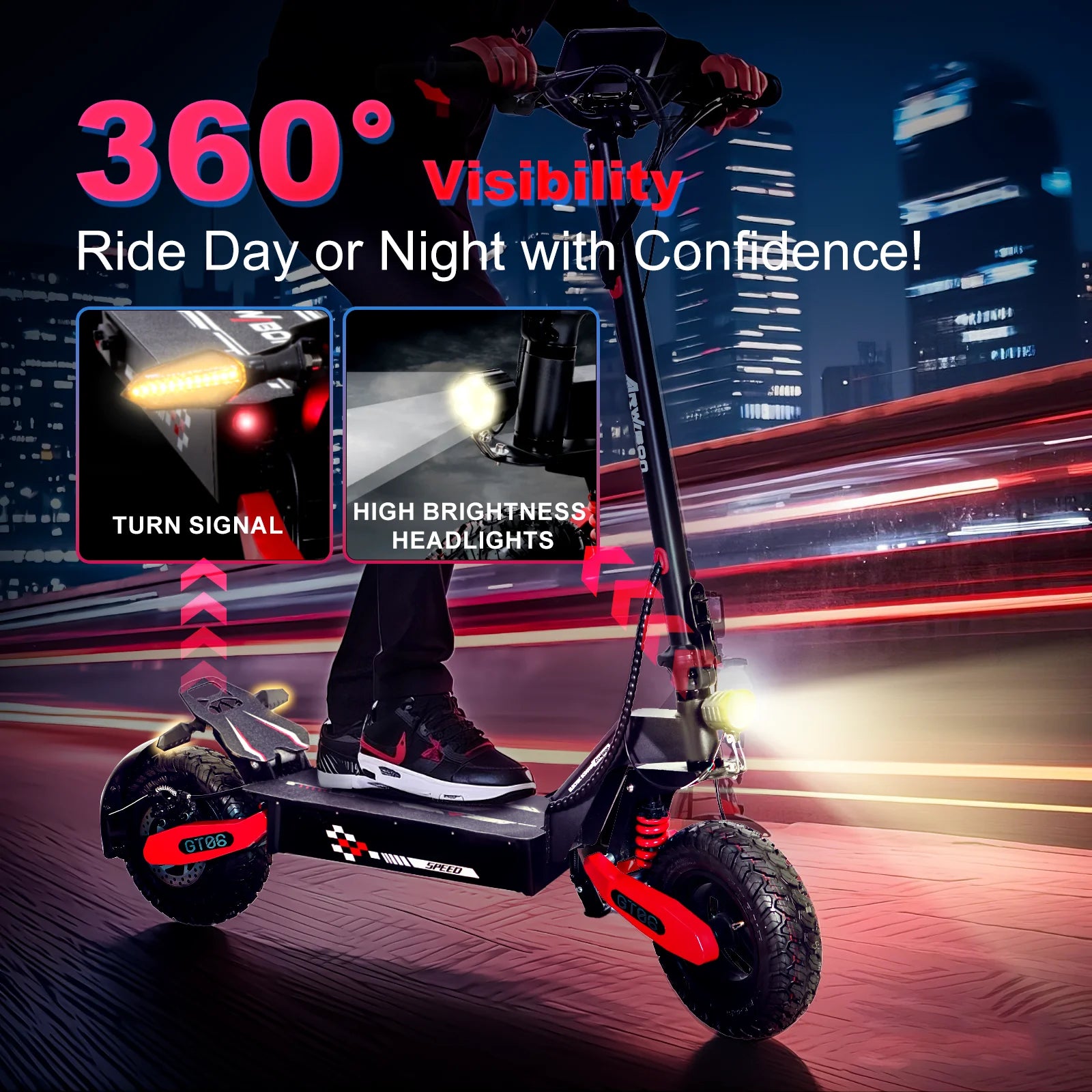2026 Off Road Electric Scooter for Adults, 1200W Motor Fast E Scooter, Up to 28MPH Top Speed & 20Miles Long Range, 11" Off-Road Tires, 330lbs MAX Load, Foldable