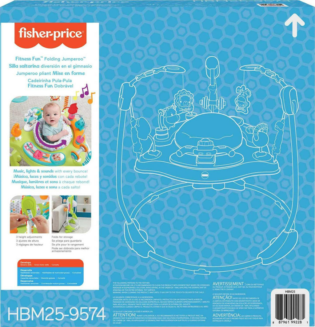 2026 Fisher-Price Baby Bouncer Fitness Fun Folding Jumperoo Infant Activity Center with Lights &amp; Music. Unisex