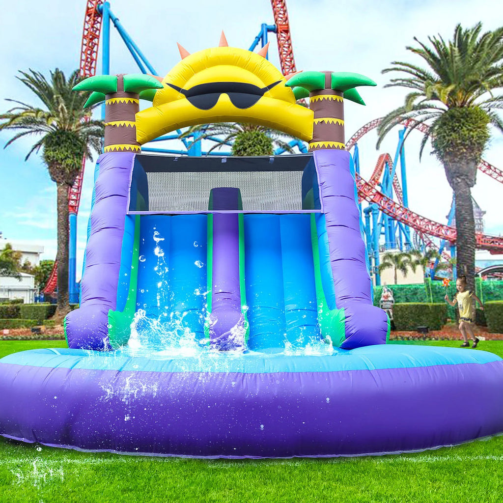 2026 Relunch 26FT Inflatable Double Water Slide for Kids & Adults, PVC Inflatable Water Park with Blower, Giant Splash Pool for Backyard & Outdoor Fun, 26'L x 12'W x 14'H