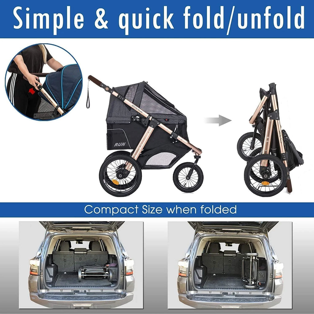 2026 Jogging Sports Stroller with Comfort Rubber Wheels/Zipper-Less Entry/1-Hand Quick Fold/Aluminum Frame for Small/Medium Dogs, Cats and Pets (Green Camo)