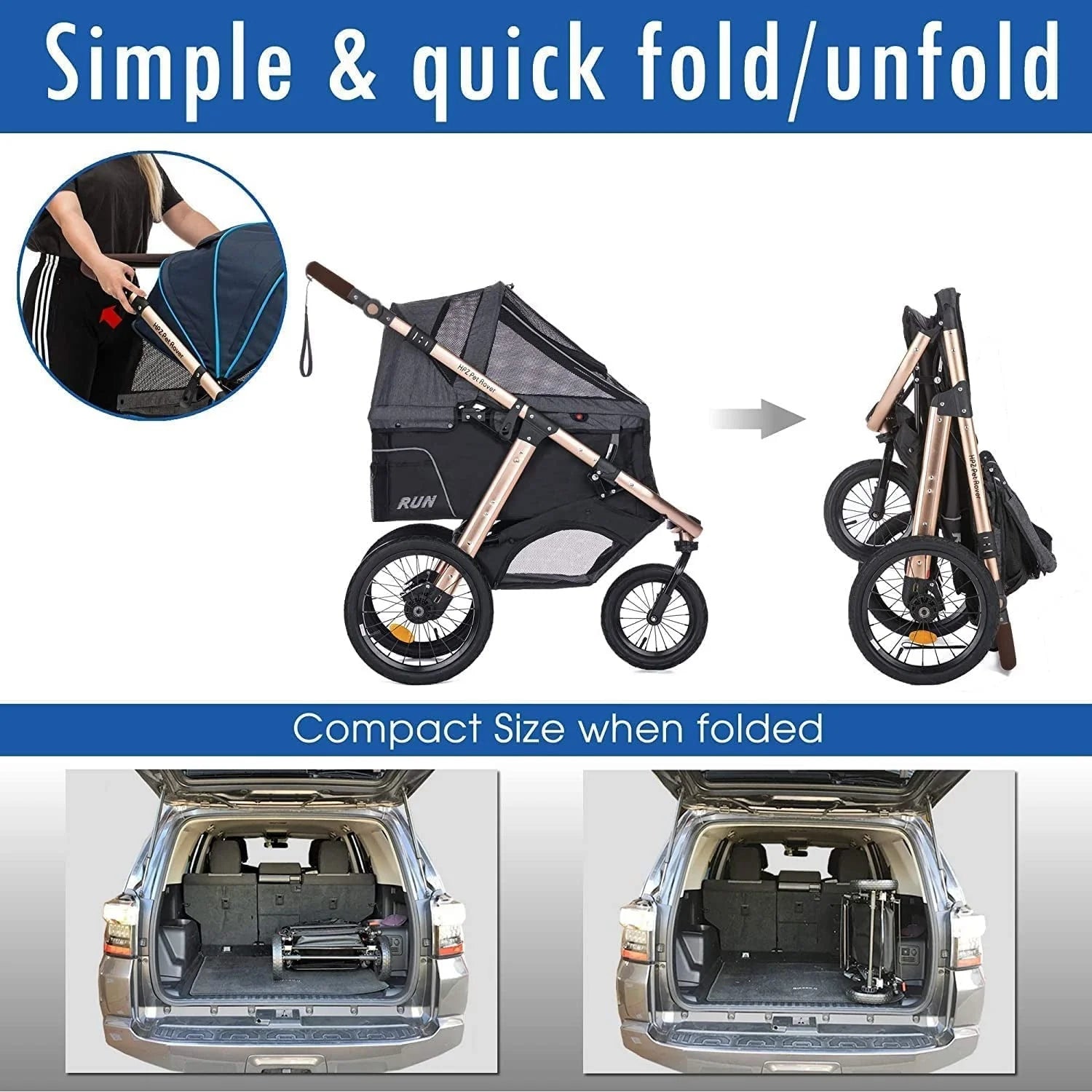 2026 Jogging Sports Stroller with Comfort Rubber Wheels/Zipper-Less Entry/1-Hand Quick Fold/Aluminum Frame for Small/Medium Dogs, Cats and Pets (Green Camo)