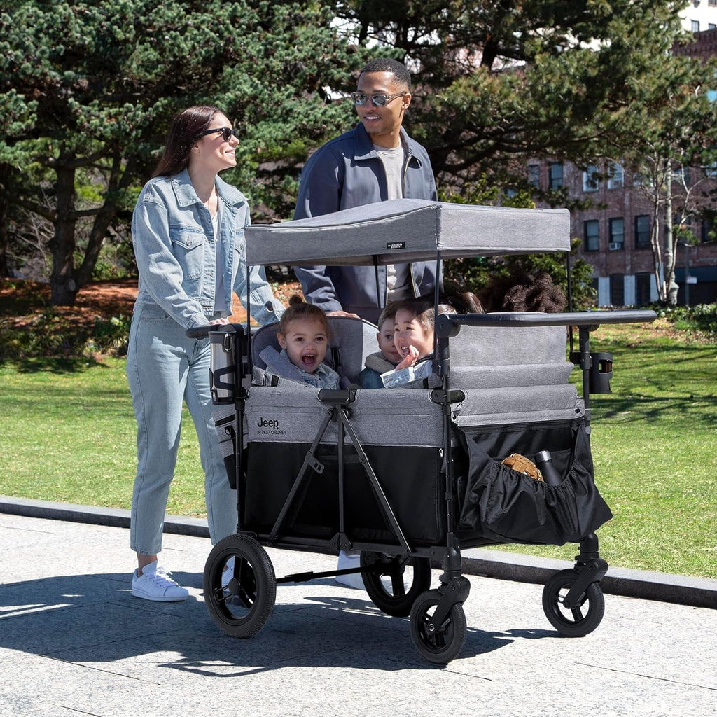 2026 Jeep Wrangler Deluxe 4-seater stroller by Delta Children Premium Quad stroller