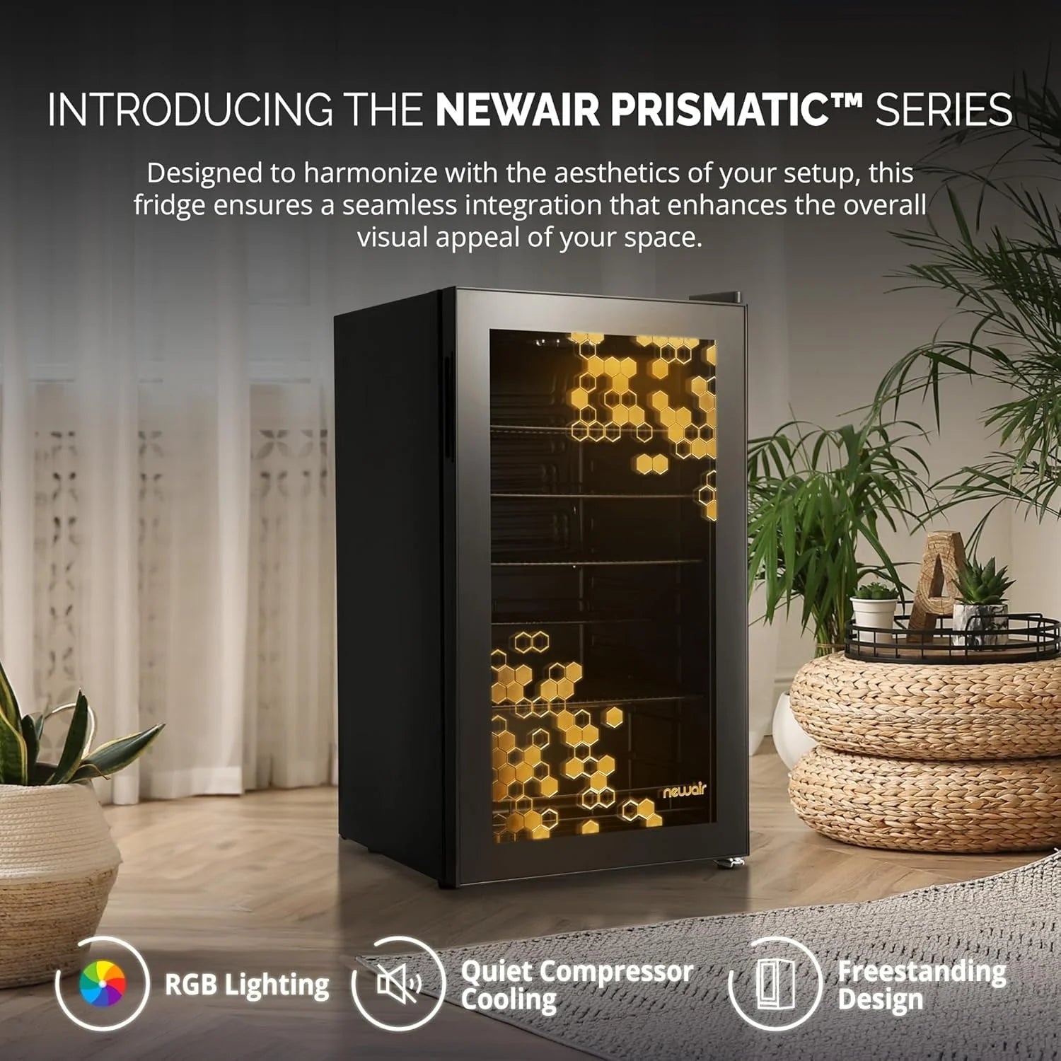 2026 Beverage Refrigerator Cooler | 126 Cans Free Standing with Right Hinge Glass Door | Mini Fridge Beverage Organizer Perfect For Beer, Wine, Soda, And Cooler Drinks