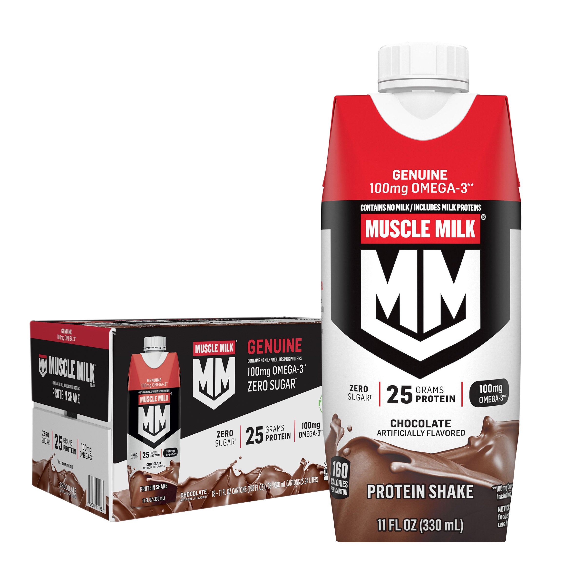 2026 Muscle Milk Genuine Protein Shake Chocolate, 11 fl oz, 18-pack