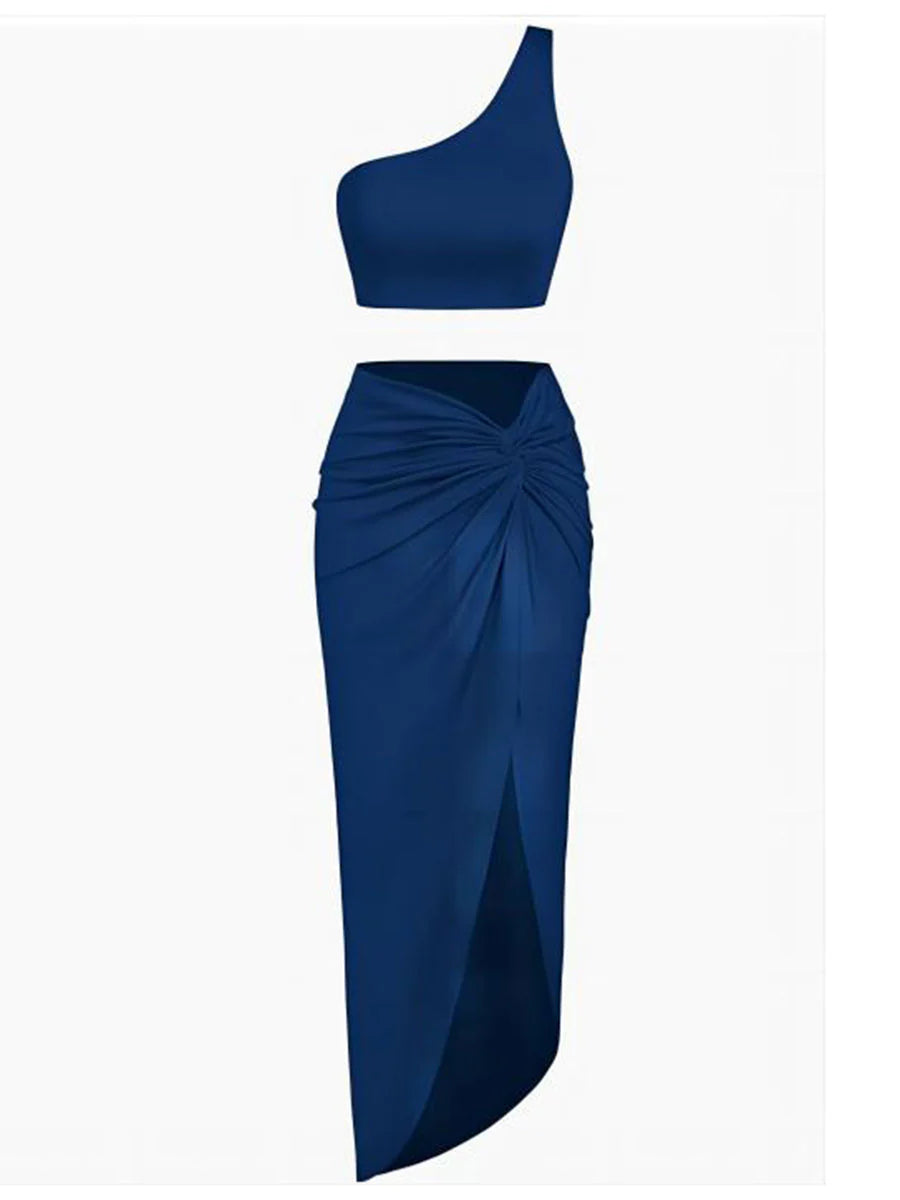2026 High-Slit Twist Skirt Dress Set