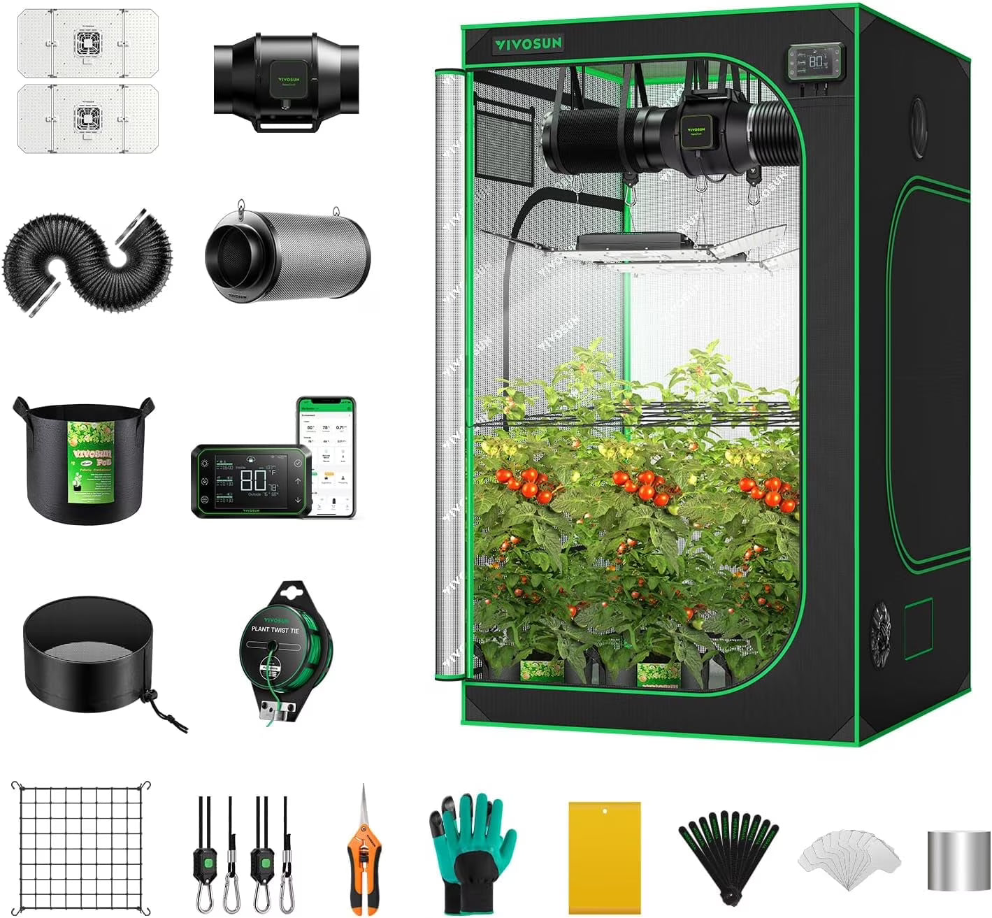 2026 VIVOSUN GIY Smart Grow Tent System 2x2, WiFi-Integrated Grow Tent Kit, with Automate Ventilation and Circulation, Schedule Full Spectrum 100W LED Grow Light, and GrowHub E42A Controller