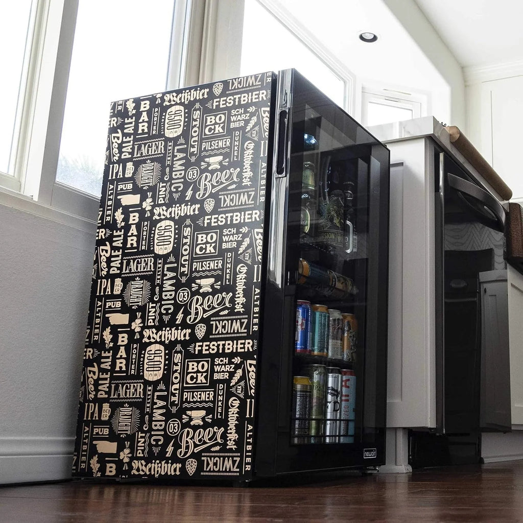 2026 Beverage Refrigerator Cooler | 126 Cans Free Standing with Right Hinge Glass Door | Mini Fridge Beverage Organizer Perfect For Beer, Wine, Soda, And Cooler Drinks