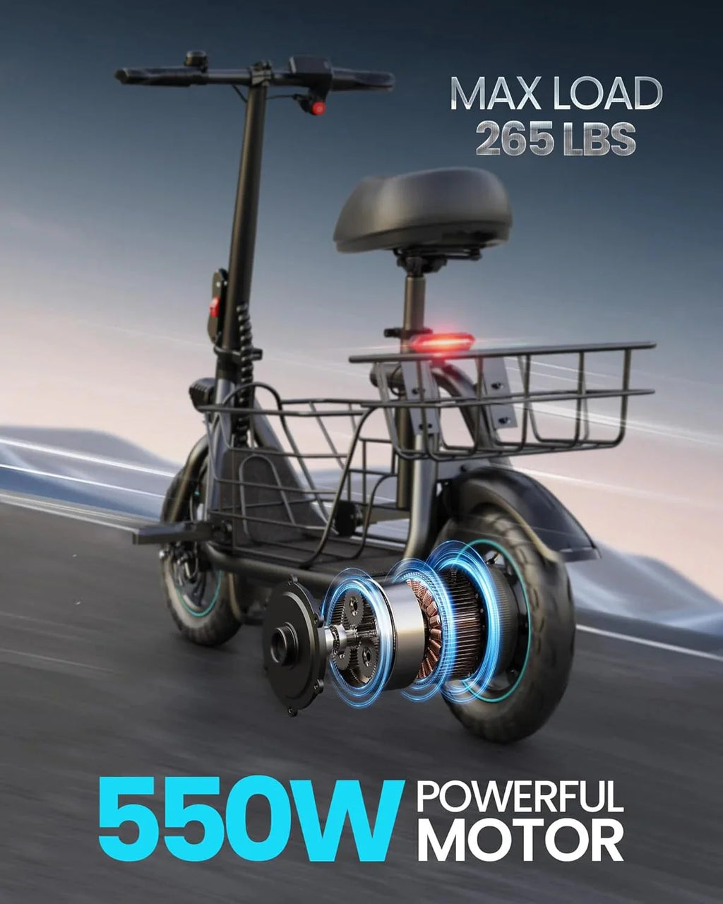 2026 Electric scooter for adults with large center basket