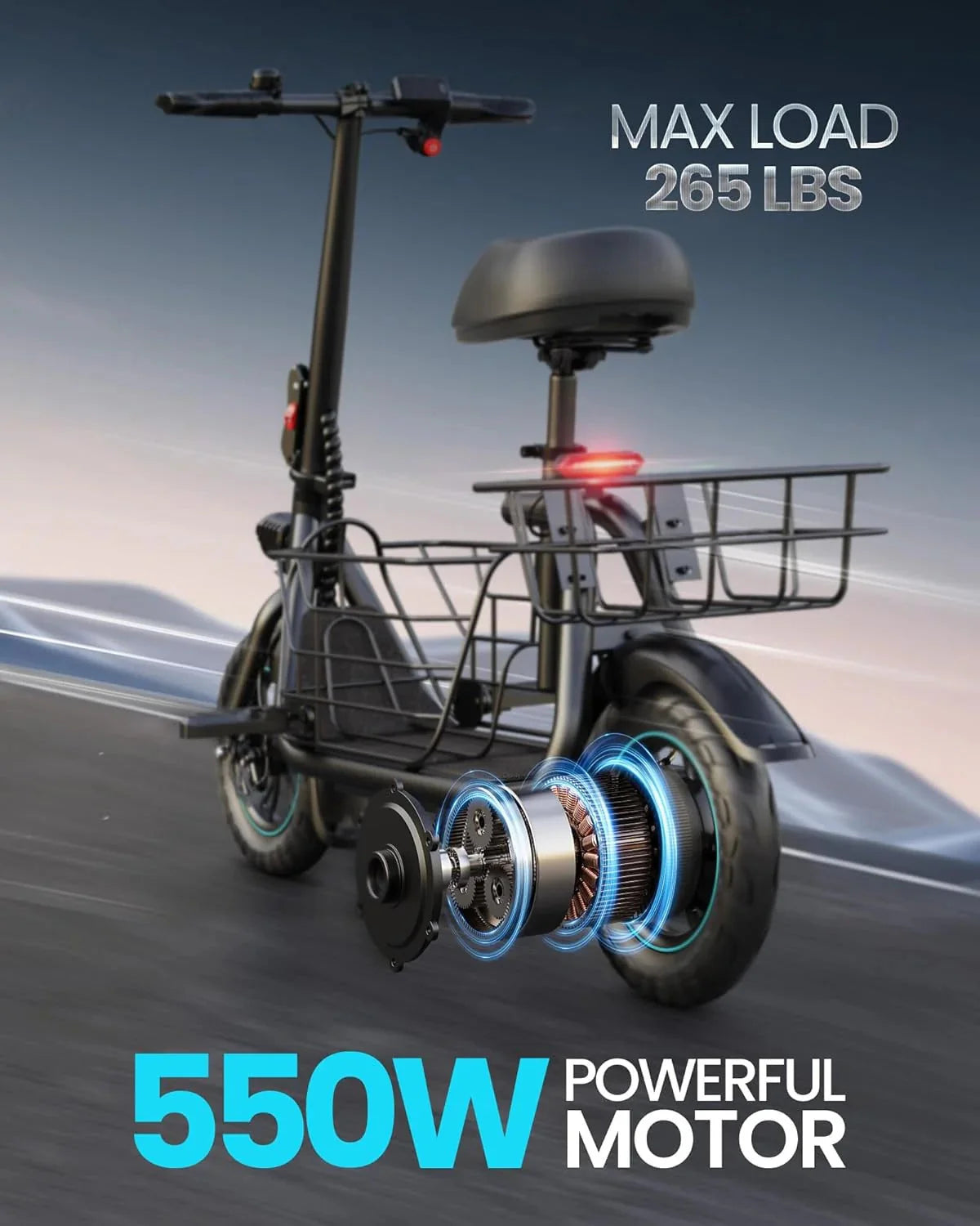 2026 Electric scooter for adults with large center basket