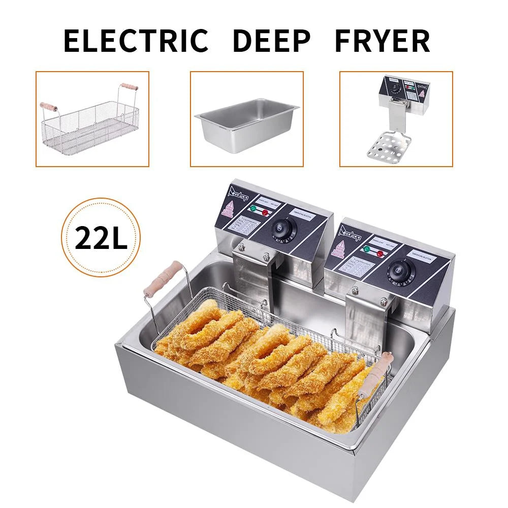 2026 Winado 23.26Qt/22L Large Commercial/Home Commercial Stainless Steel Deep Fryer