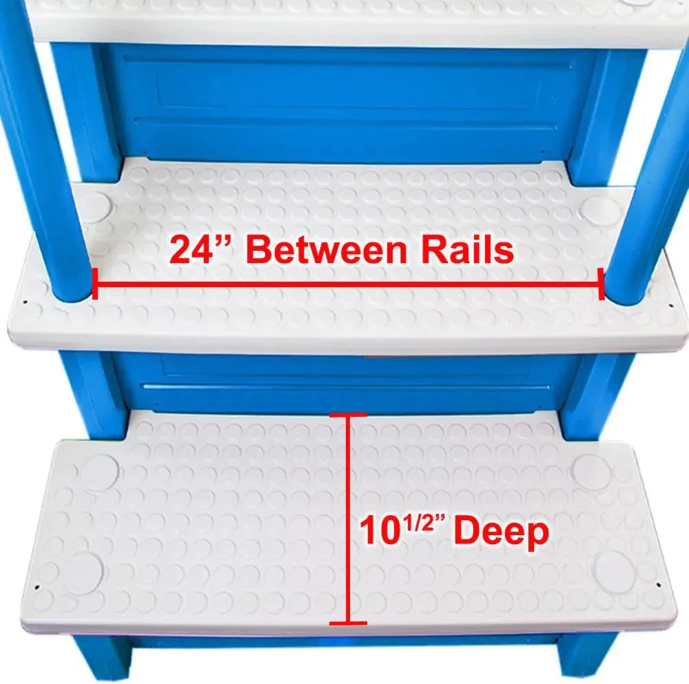 2026 Non-slip pool entrance steps | Gray | Suitable for above-ground pools | Can be installed on patios with a height of 122 to 137 cm | Maximum load capacity 136 kg