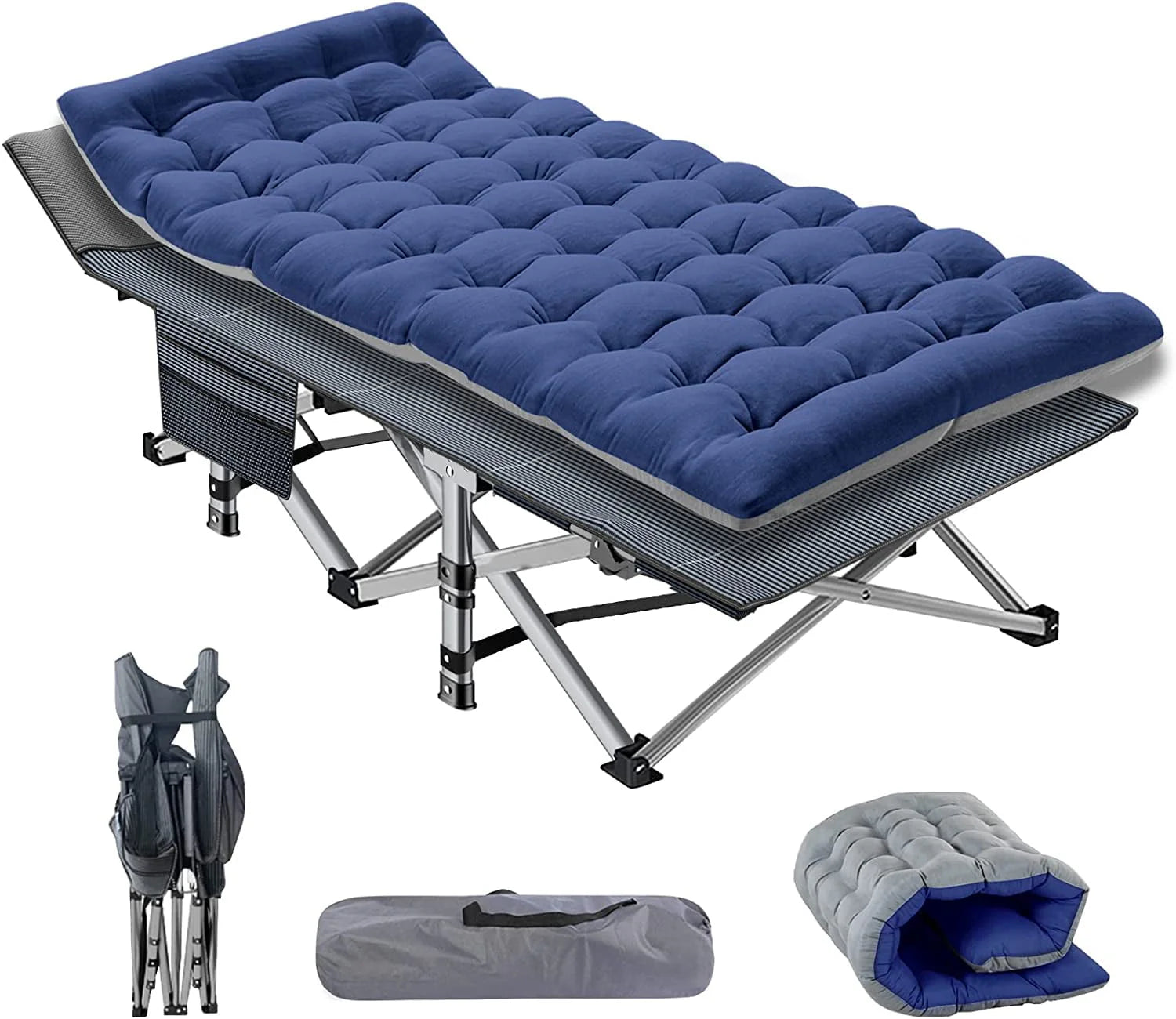 2026 Slsy 2 Pack Folding Bed Cot with 3.3 Inch 2 Sided Mattress, 75"* 28" Folding Camping Cots with Carry Bag, Portable Sleeping Cot Guest Bed