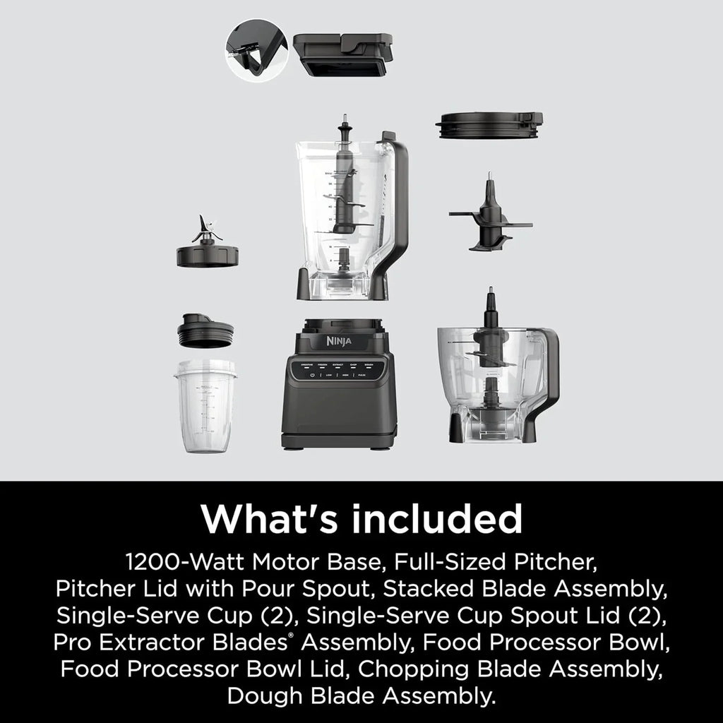 2026 Ninja Mega Kitchen System, 1500 Watt Stand Mixer (2.1 Liters) and Food Processor (8 Cups) with (2) 473 ml Takeaway Cups