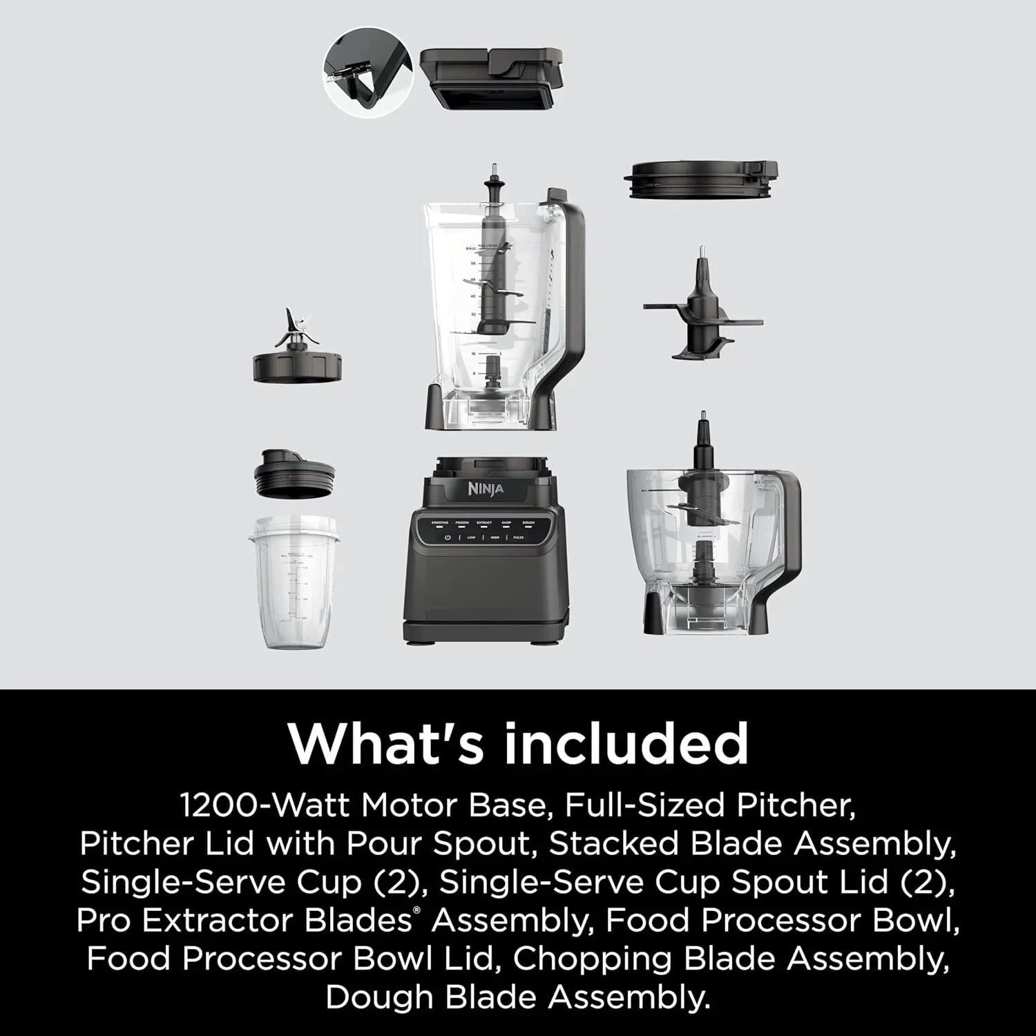 2026 Ninja Mega Kitchen System, 1500 Watt Stand Mixer (2.1 Liters) and Food Processor (8 Cups) with (2) 473 ml Takeaway Cups