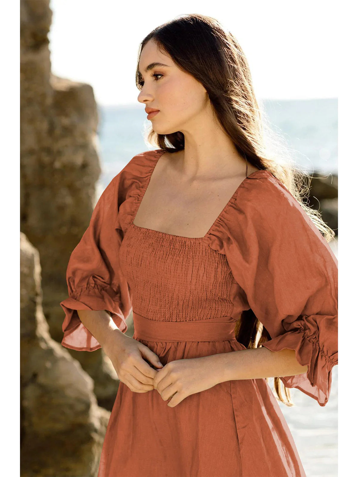 2026 Boho Tie-Waist Homecoming Dress