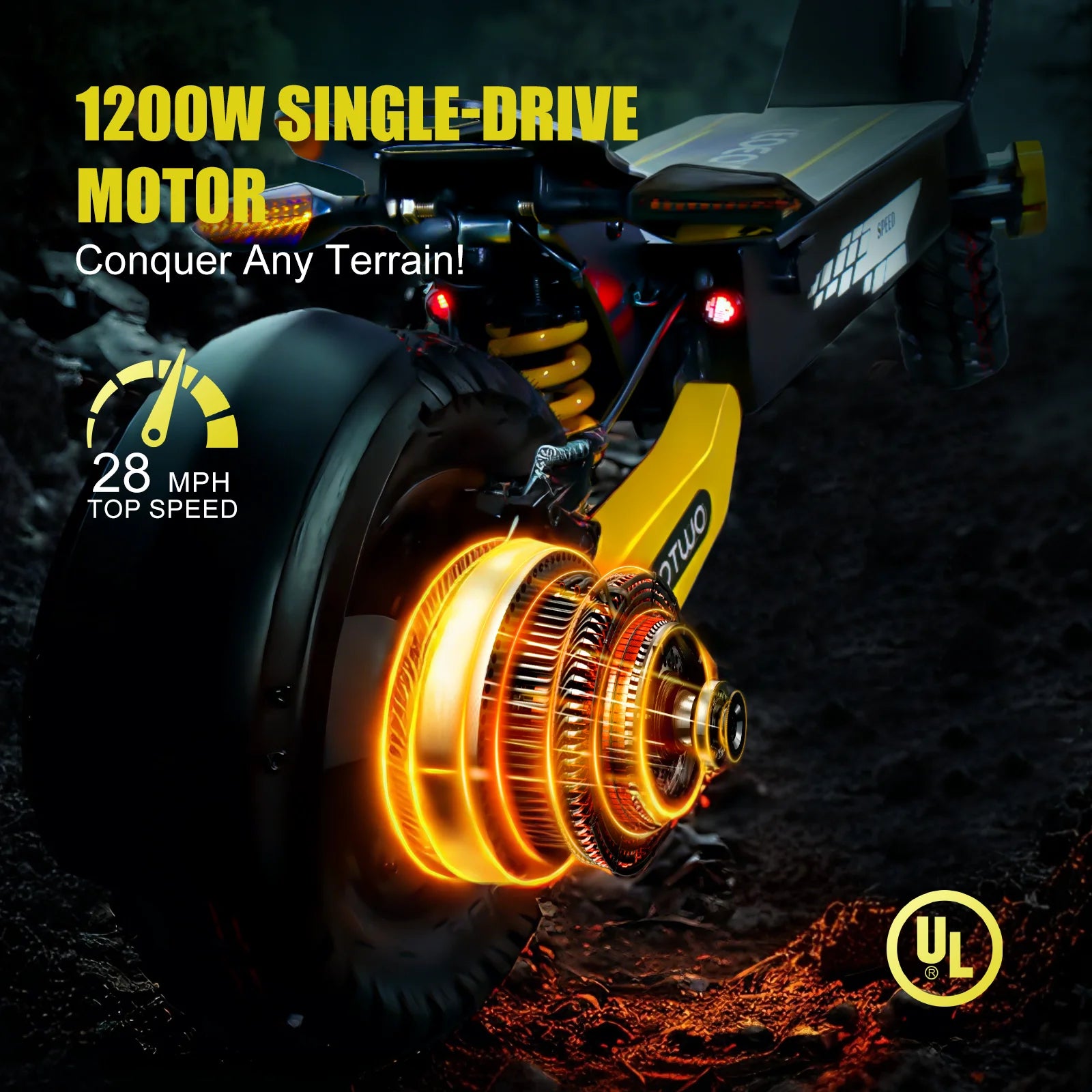 2026 Off Road Electric Scooter for Adults, 1200W Motor Fast E Scooter, Up to 28MPH Top Speed & 20Miles Long Range, 11" Off-Road Tires, 330lbs MAX Load, Foldable