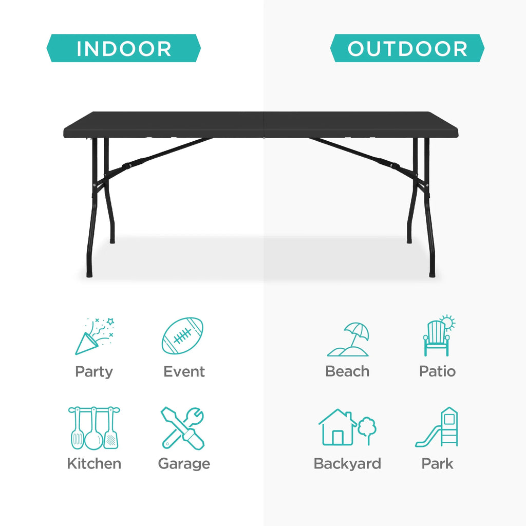 2026 Best Choice Products 6ft Plastic Folding Table, Indoor Outdoor Heavy Duty Portable w/ Handle, Lock - White