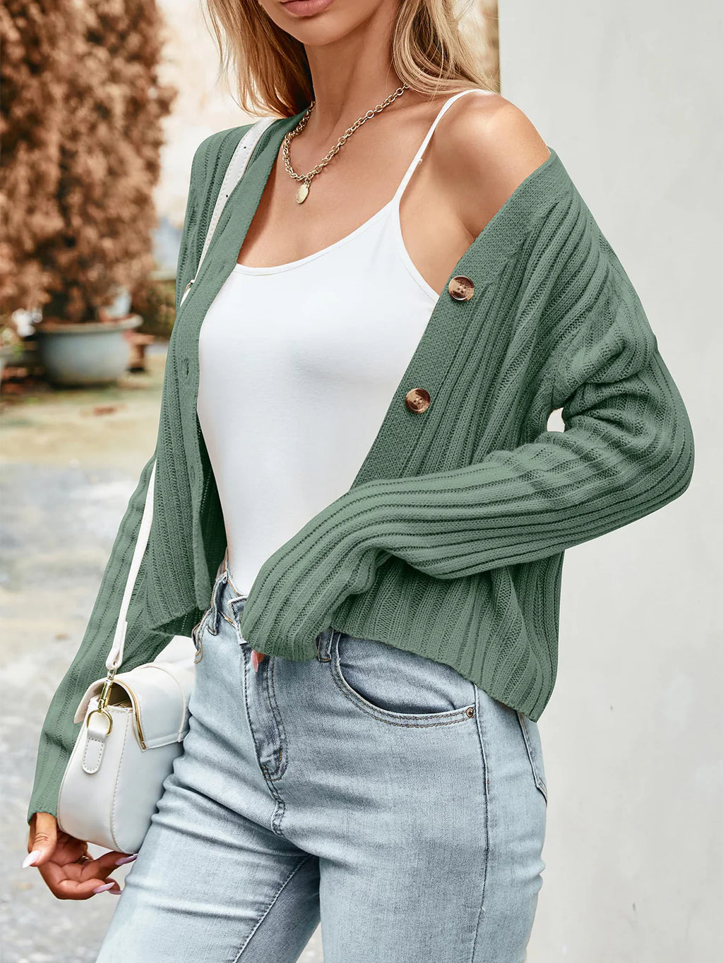 2026 Ribbed Button Cardigan