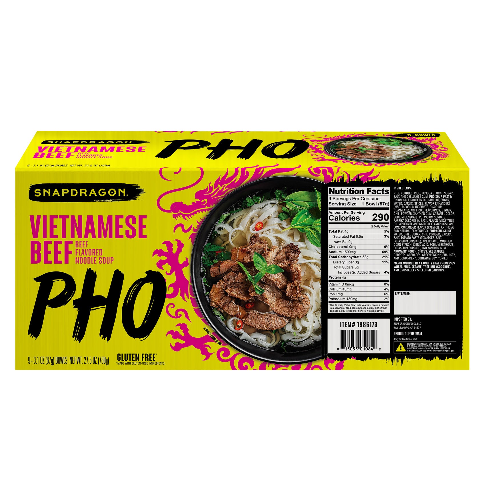 2026 Snapdragon Foods Vietnamese Pho Bowls, 3.1 oz, 9-count