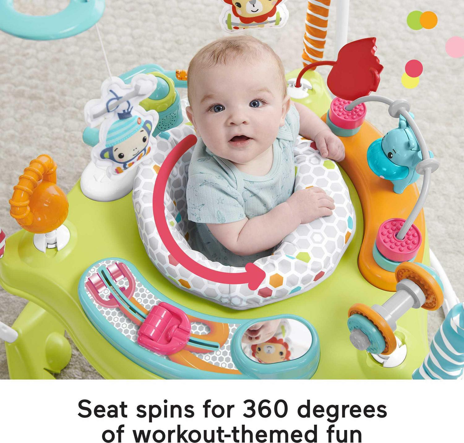 2026 Fisher-Price Baby Bouncer Fitness Fun Folding Jumperoo Infant Activity Center with Lights &amp; Music. Unisex