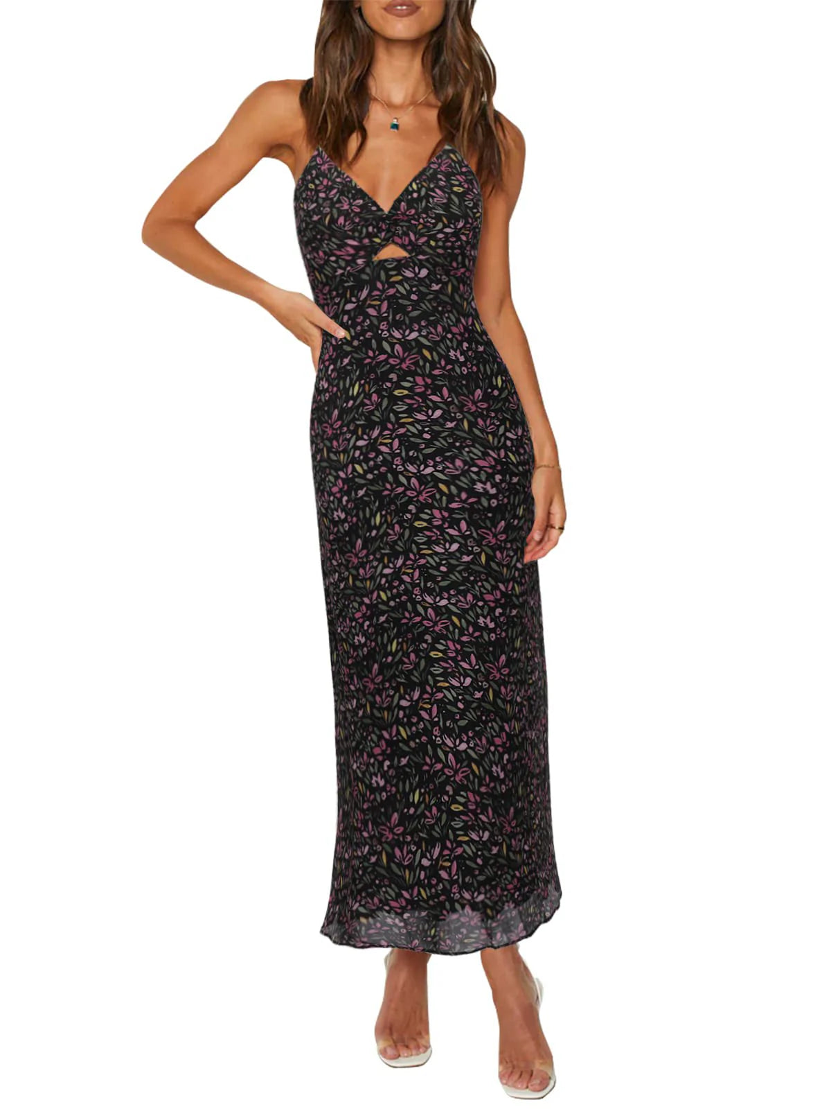 2026 Spaghetti Strap Floral Print Dress