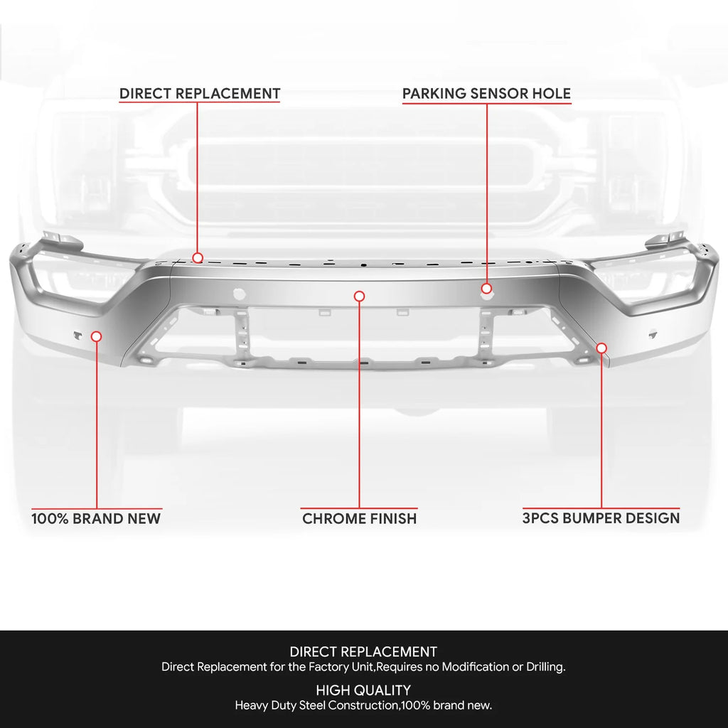 Modular Style Front Bumper w/ Parking Distance Holes21-23 Ford F-150