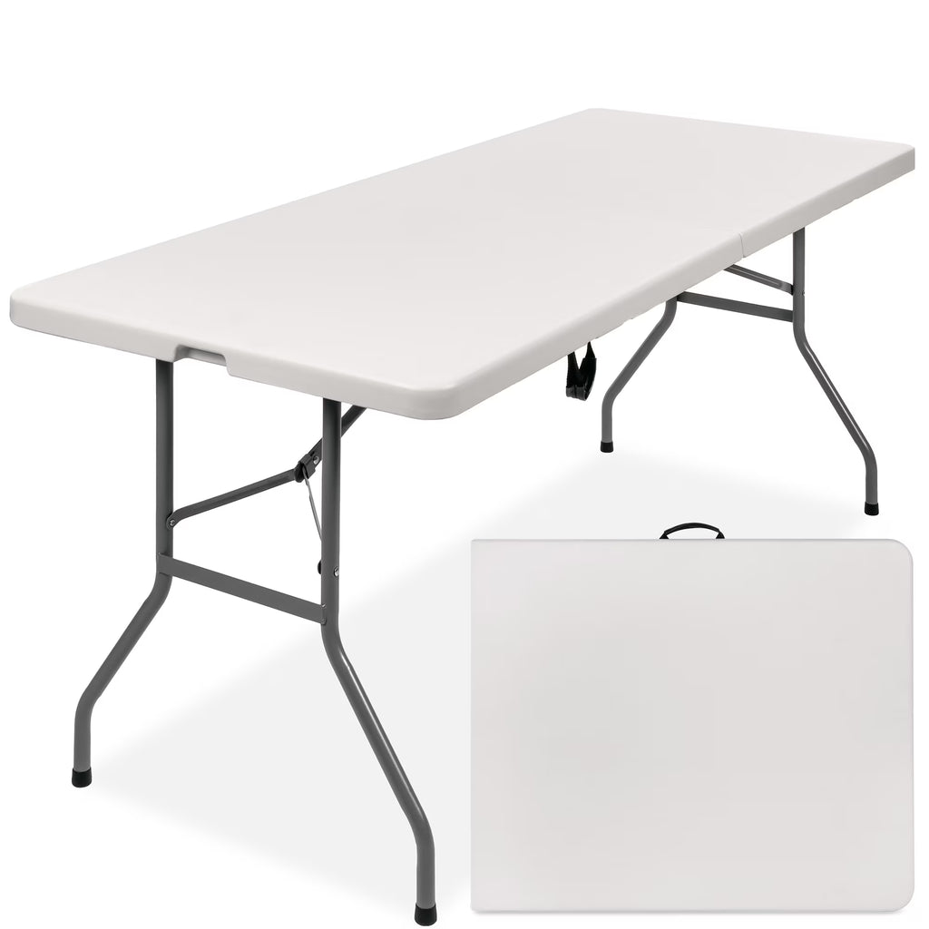 2026 Best Choice Products 6ft Plastic Folding Table, Indoor Outdoor Heavy Duty Portable w/ Handle, Lock - White