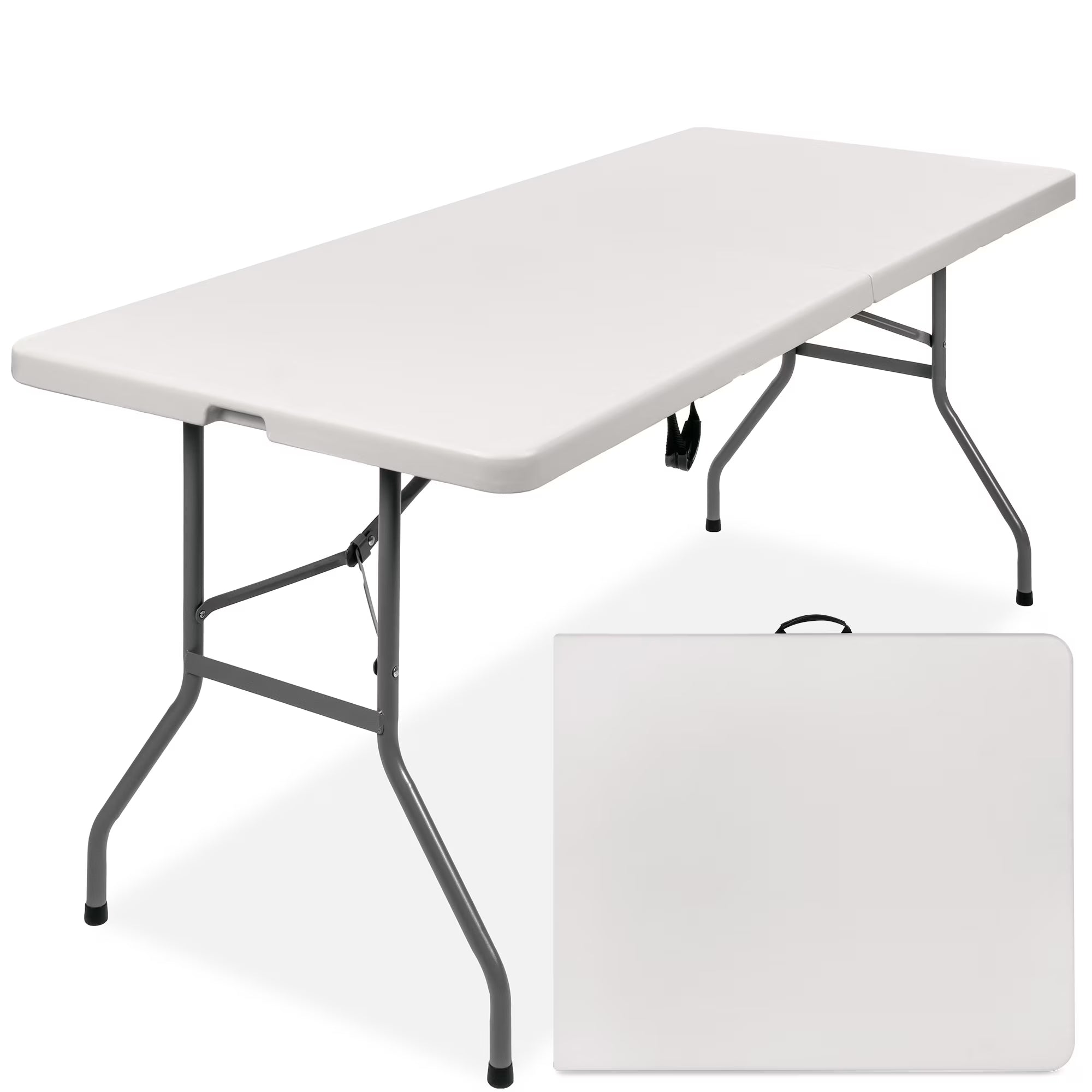 2026 Best Choice Products 6ft Plastic Folding Table, Indoor Outdoor Heavy Duty Portable w/ Handle, Lock - White