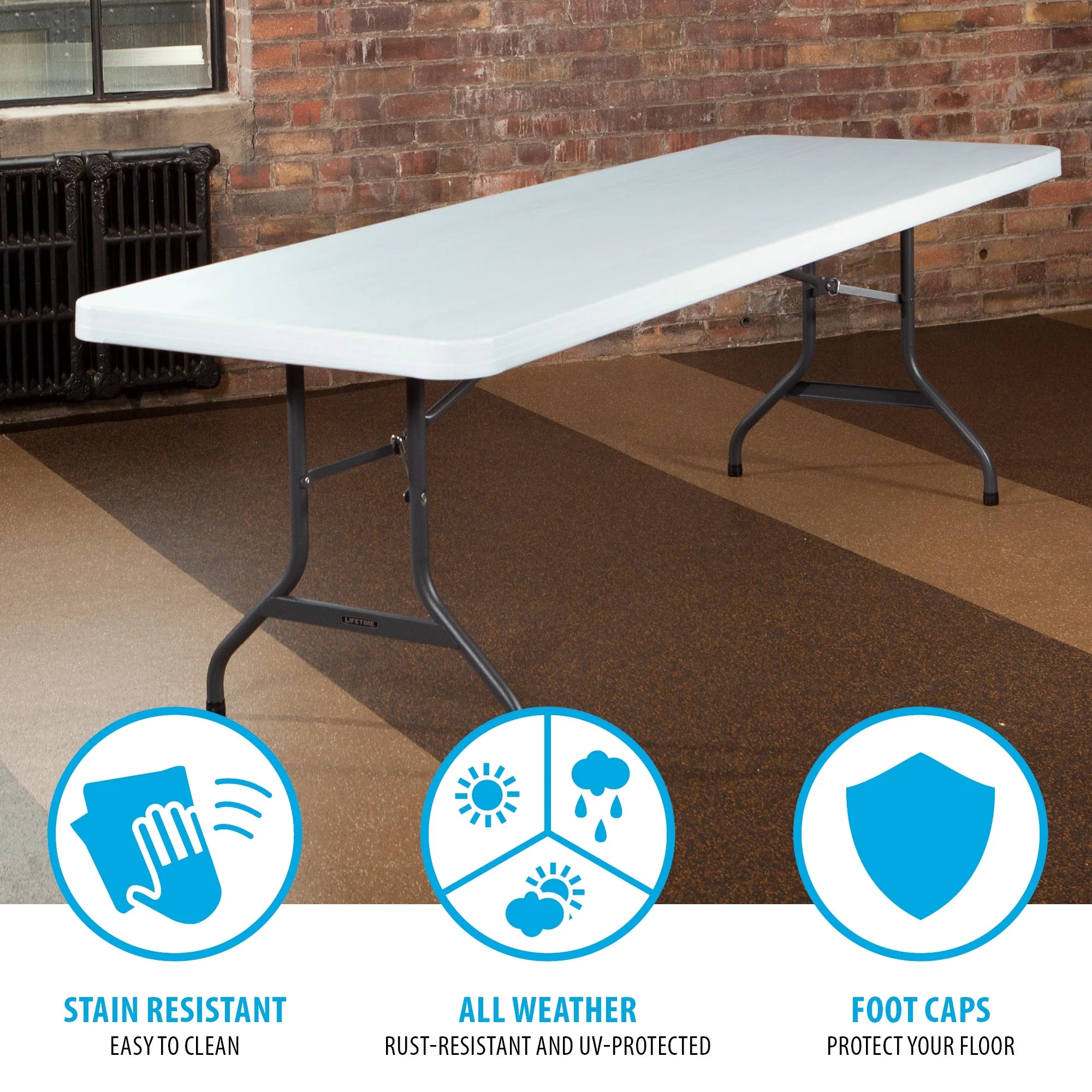 2026 Lifetime 8-Foot Commercial Grade Folding Table, White Granite (22980)