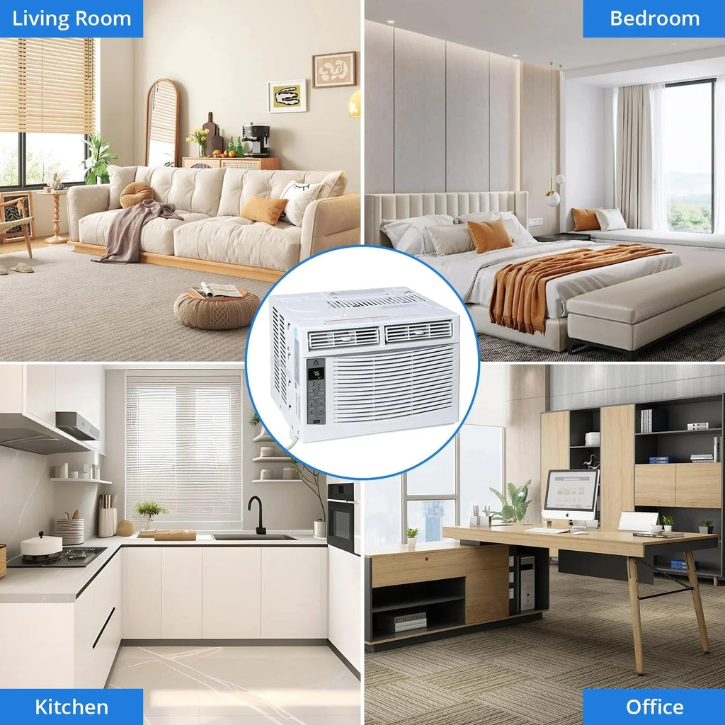 2026 Window air conditioner with reusable filter and controls, 6000 BTU, 115 V~, suitable for rooms up to 250 square feet