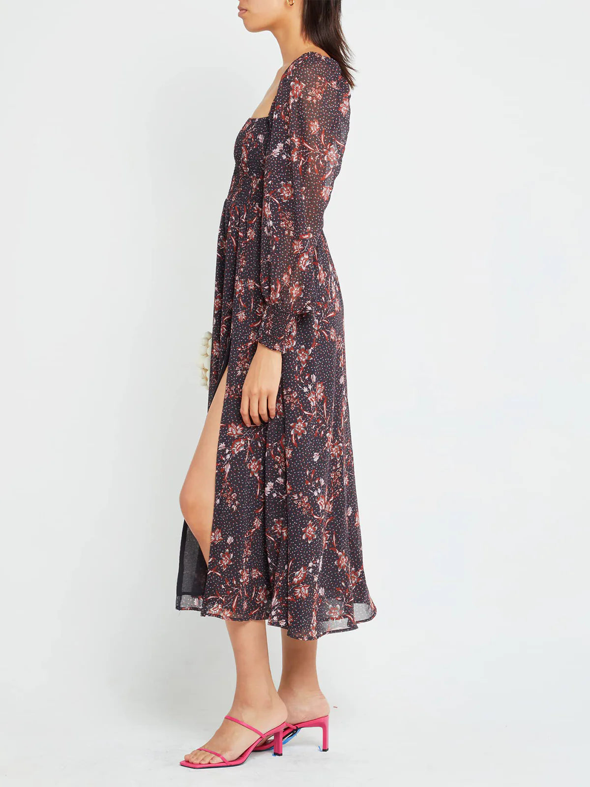 2026 Puffy High-Waisted Floral Dress