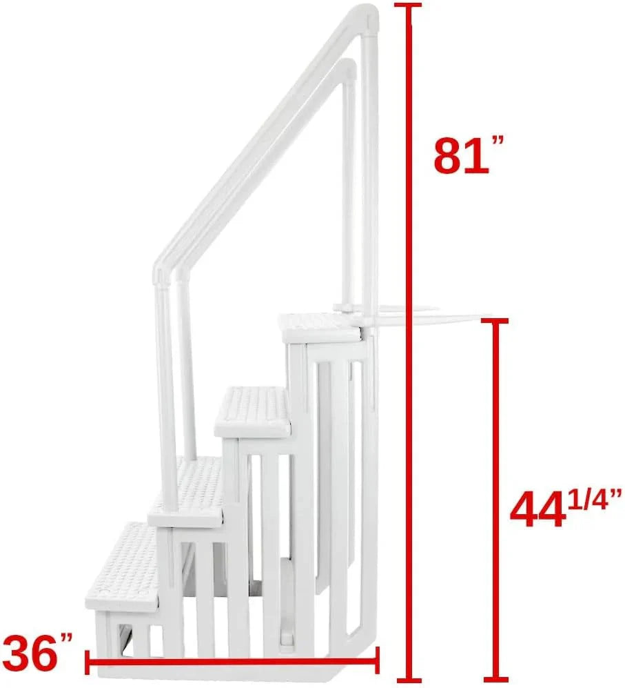 2026 Non-slip pool entrance steps | Gray | Suitable for above-ground pools | Can be installed on patios with a height of 122 to 137 cm | Maximum load capacity 136 kg