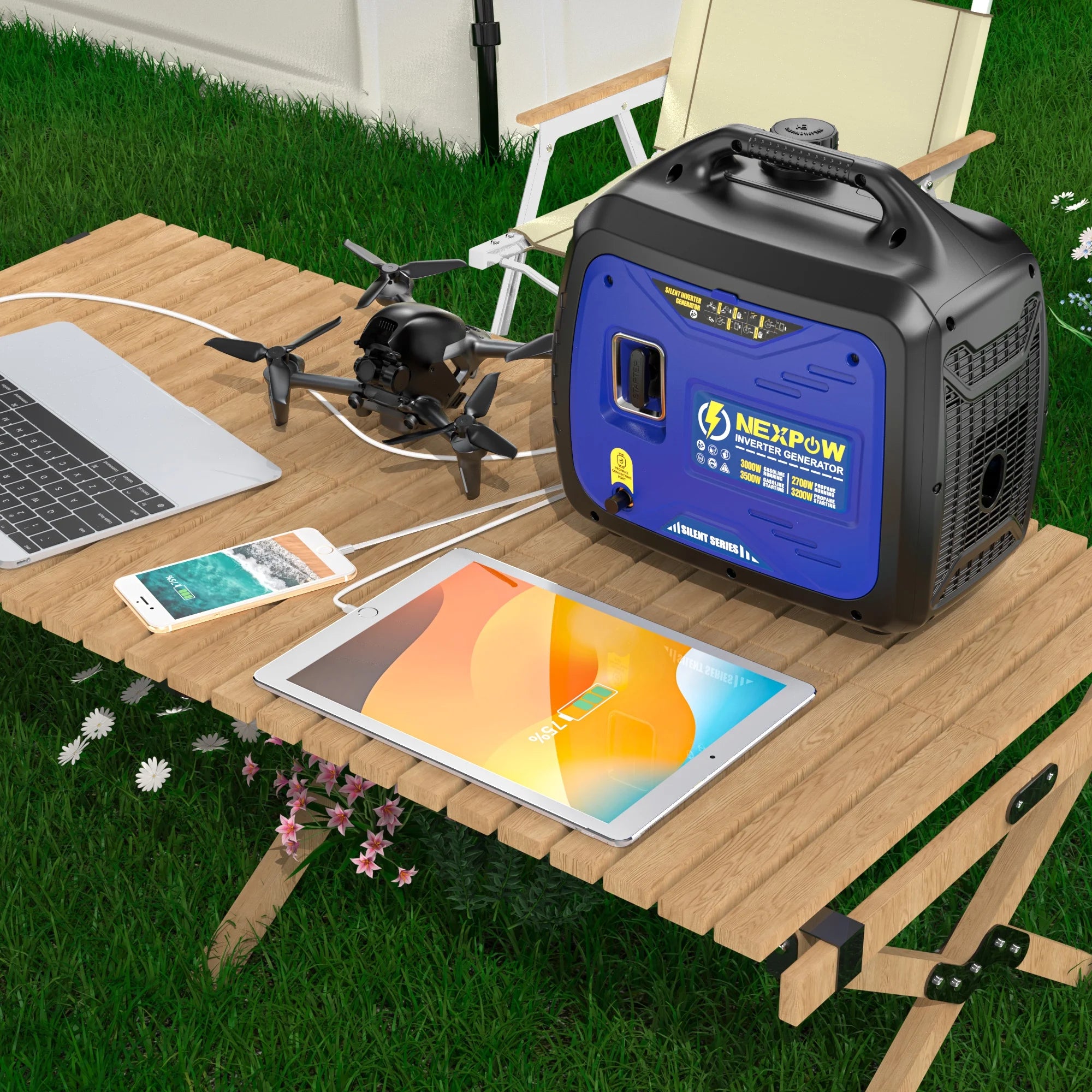 2026 NEXPOW 2250W Portable Inverter Generator, Gasoline Power Quiet Lightweight for Backup Home & Camping, Eco-Mode Feature, Parallel Capability, EPA Compliant