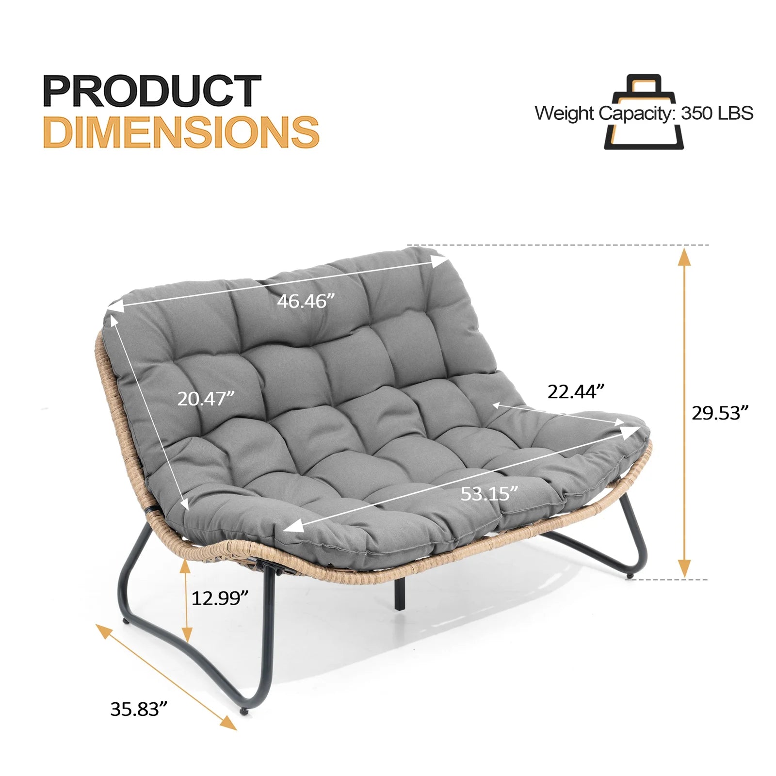 2026 Crestlive Products Patio Loveseat, All-Weather Rattan Large Furniture with Soft Cushions, Outdoor Loveseat for Balcony, Poolside, Backyard (Beige)