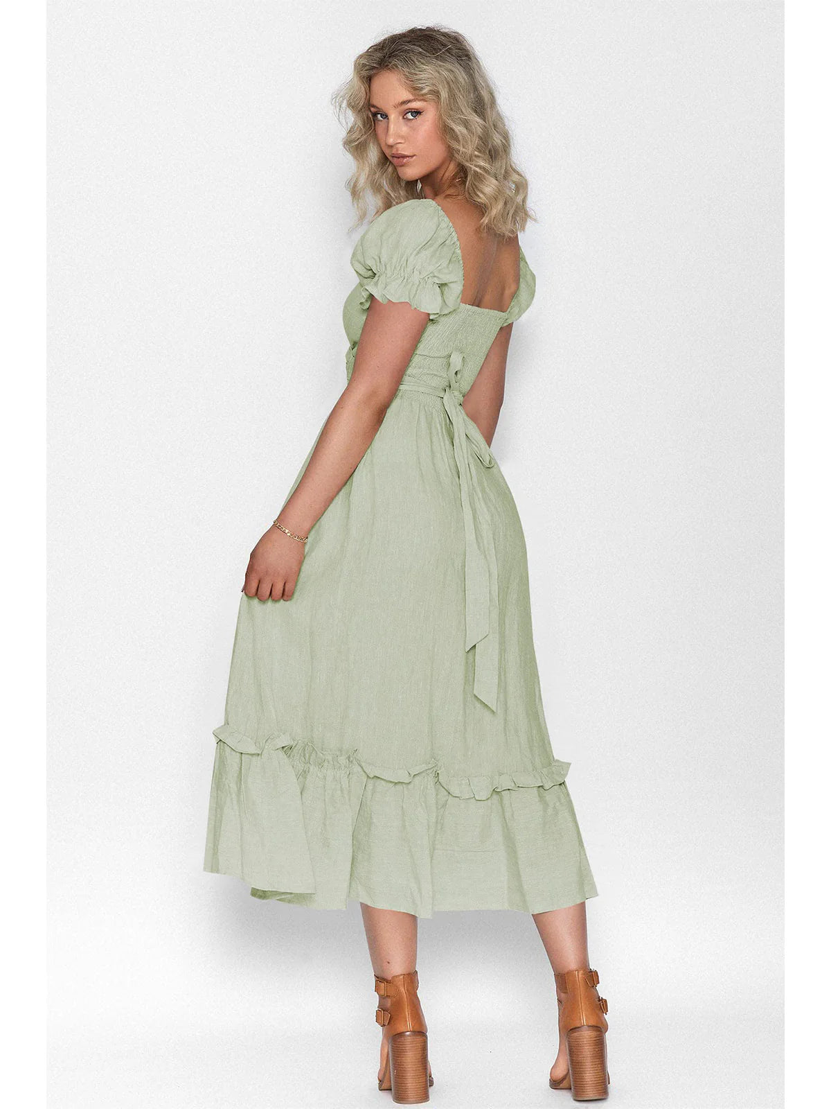 2026 Boho Tie-Waist Homecoming Dress