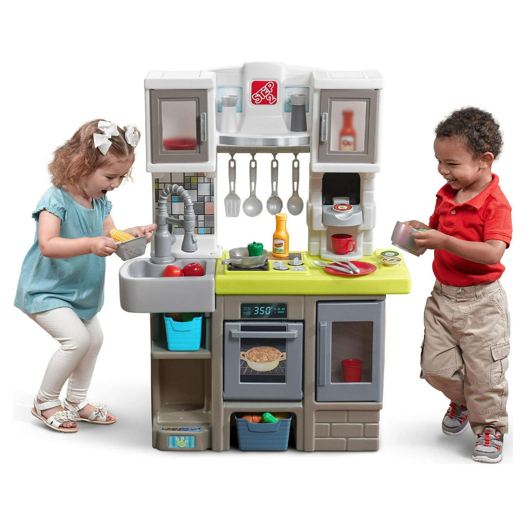2026 Step2 Contemporary Chef Brown and White Toddler Plastic Play Kitchen