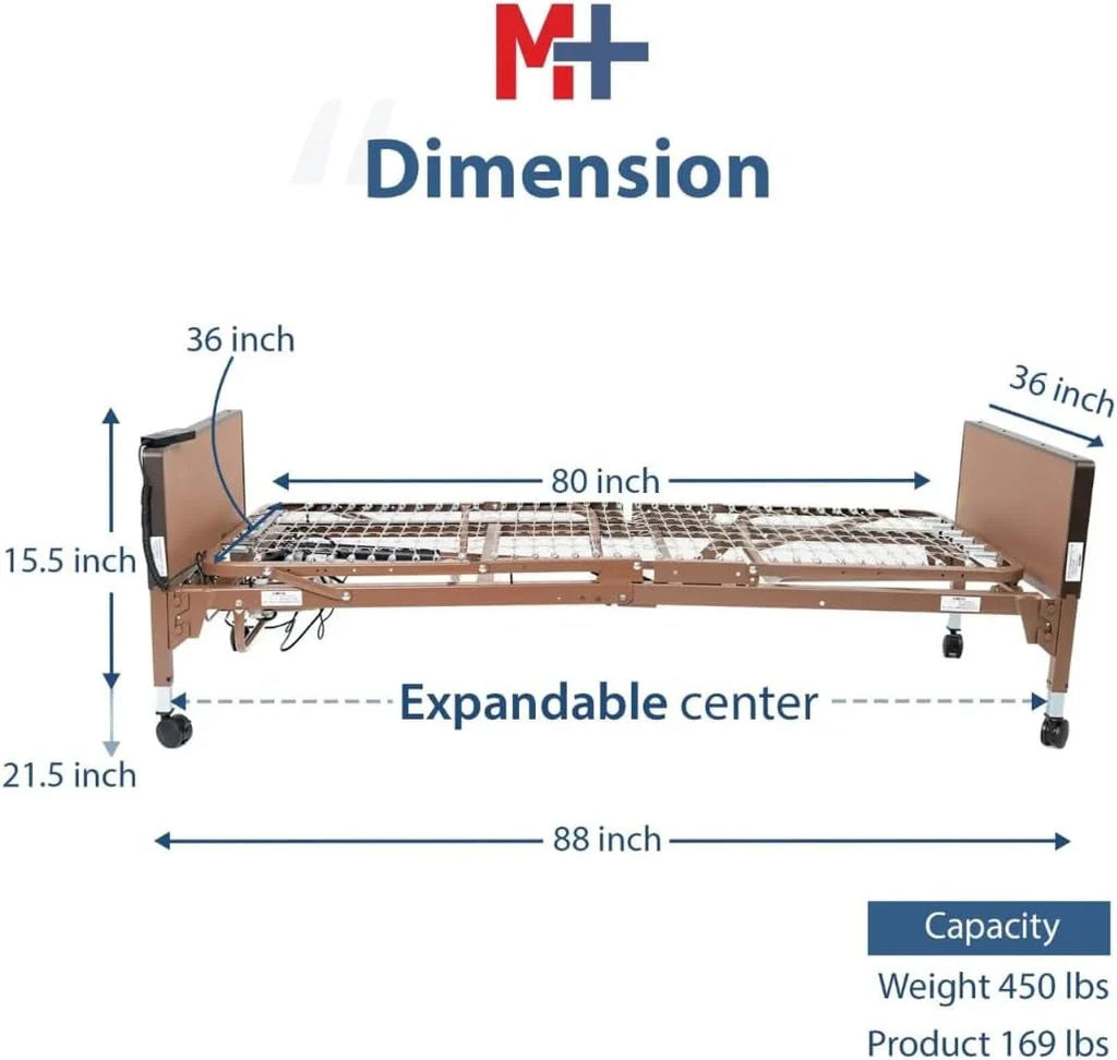2026 Fully electric hospital bed set, foam mattress, half side rails