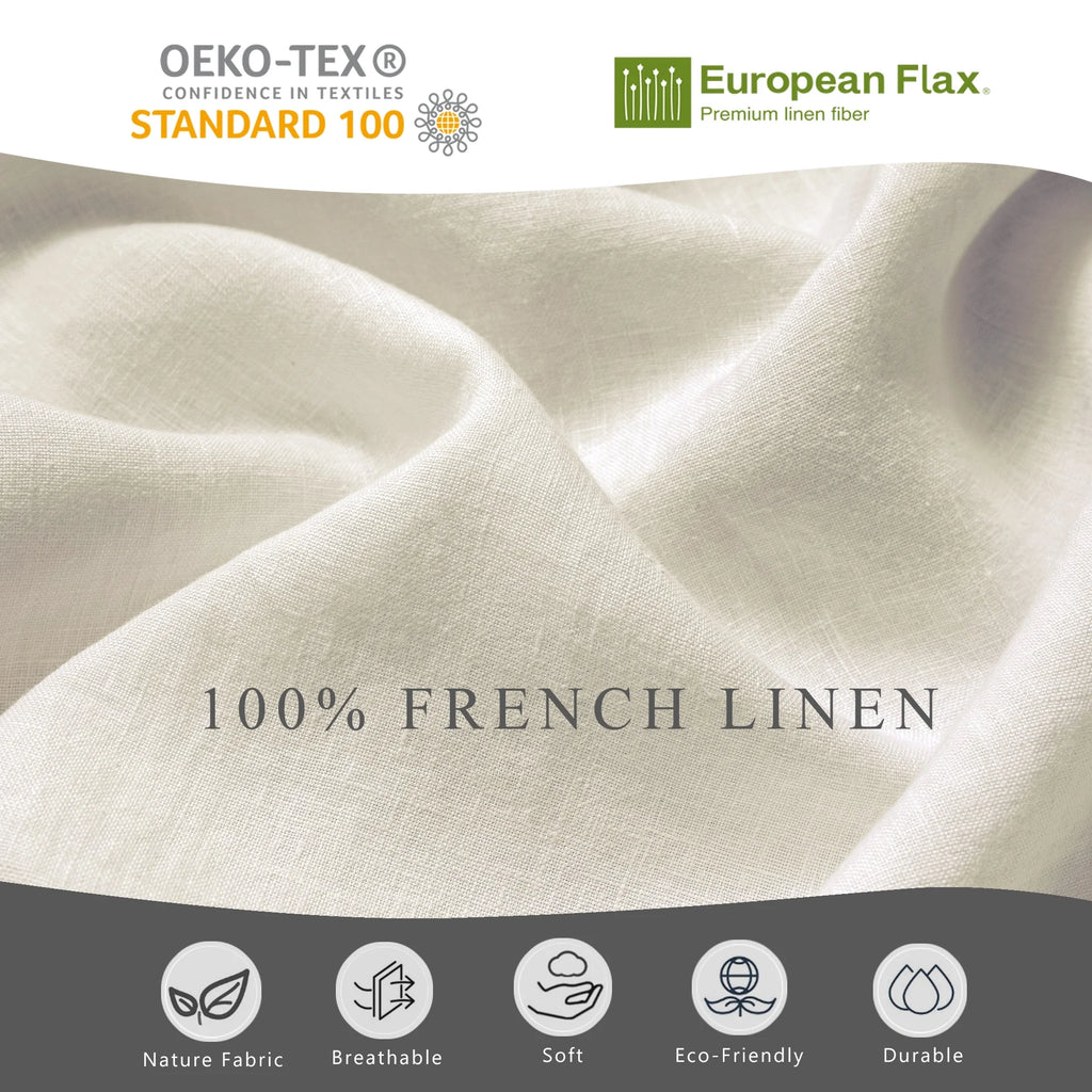 2026 100% Pure Linen Duvet Cover with Button Closure and Corner Ties Soft & Breathable - Natural Full/Queen