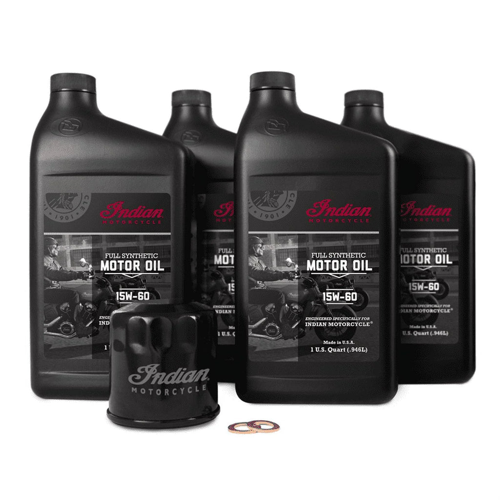 2026 Indian Motorcycle Scout Oil Change Kit with Full Synthetic 15W-60 Motor Oil, 4 Quarts, 2 Washers