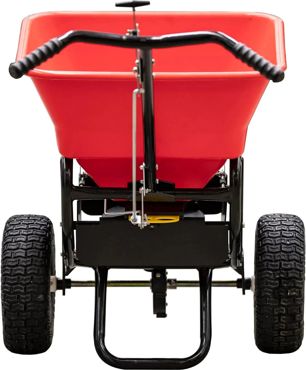 2026 Multi-purpose push-along spreader, 100 lb capacity, versatile tool for lawn seed, salt, de-icer, fertilizer and seeds