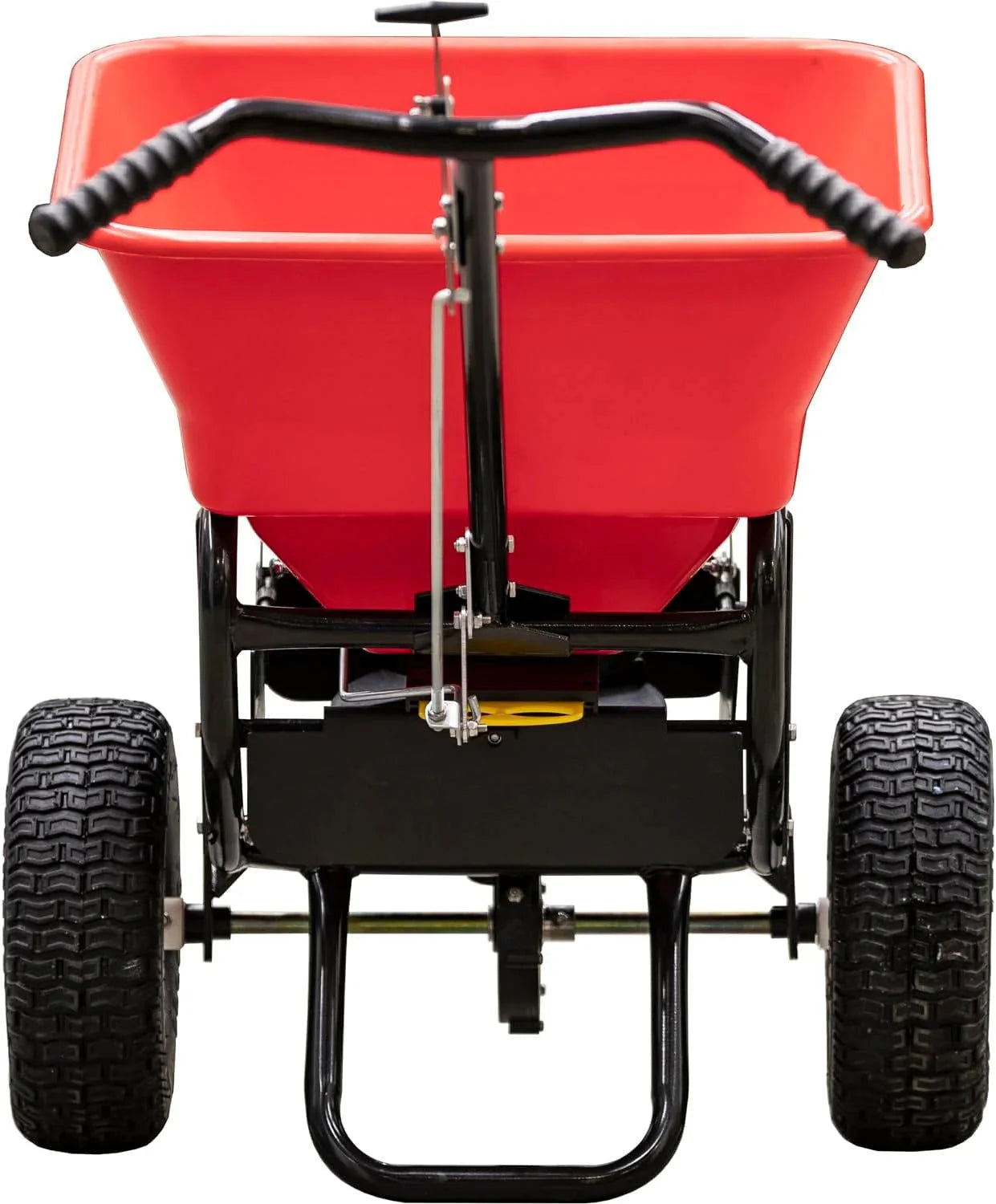 2026 Multi-purpose push-along spreader, 100 lb capacity, versatile tool for lawn seed, salt, de-icer, fertilizer and seeds
