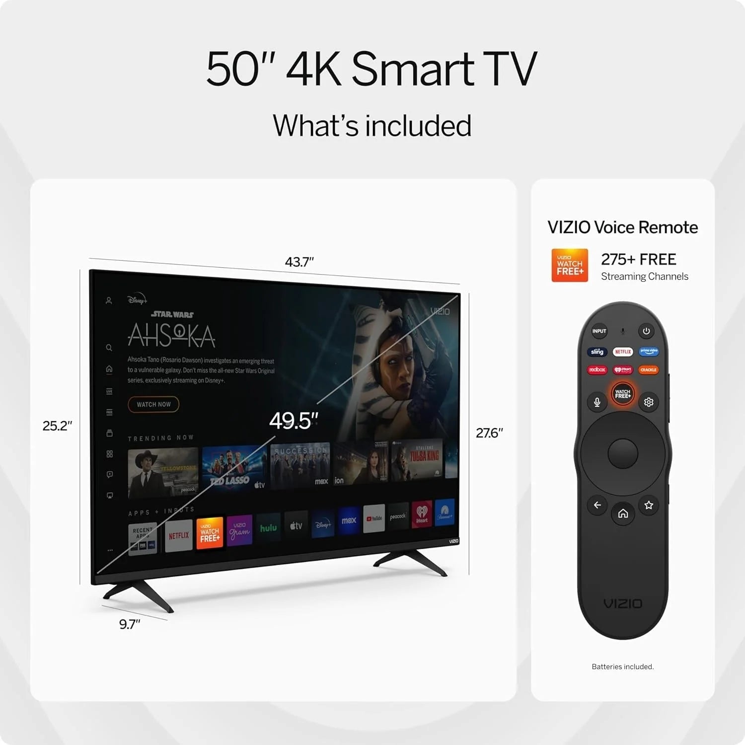 2026 VIZIO 50′′ 4K HDR Smart TV, Dolby Vision HDR/HDR10+, WiFi 6 – (Refurbished)