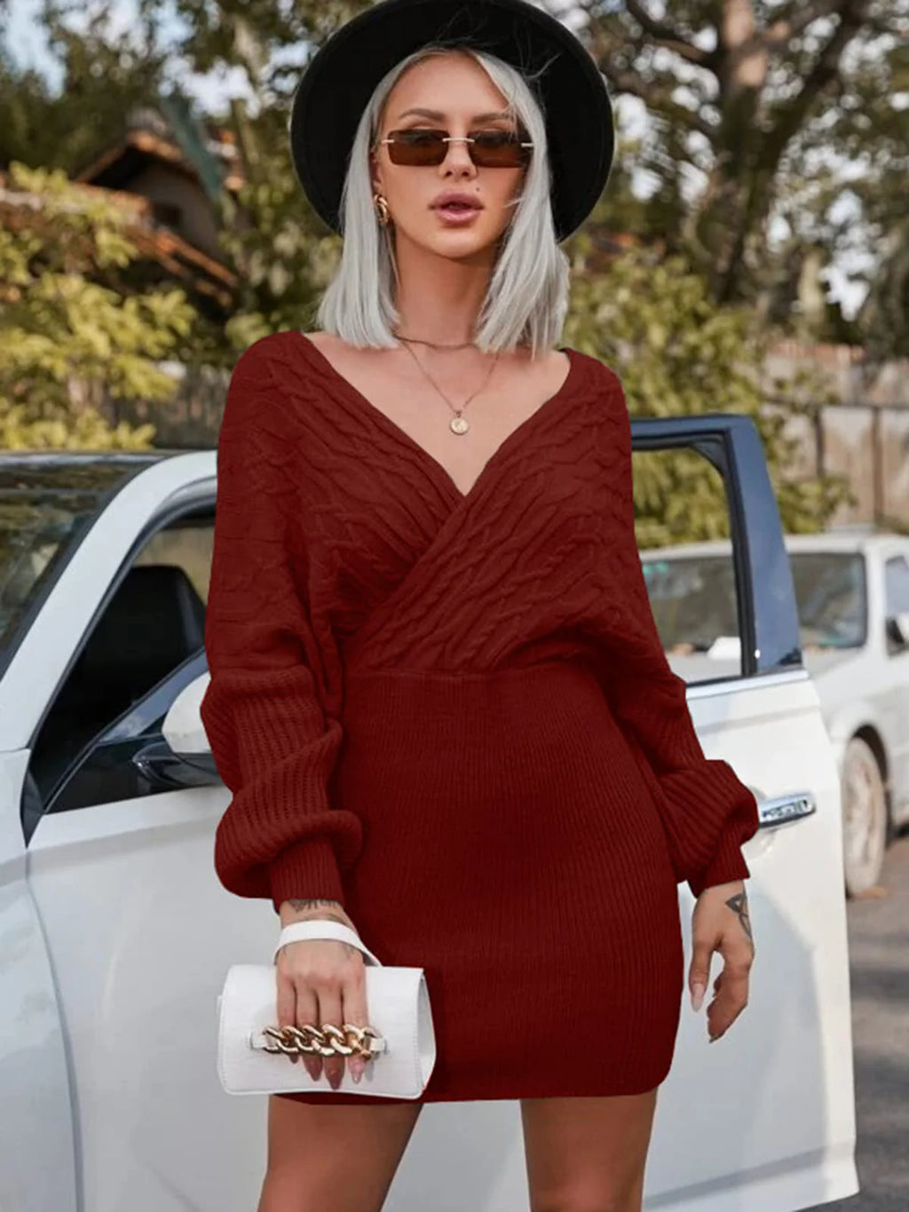2026 Pleated Casual Batwing Sleeve Dress