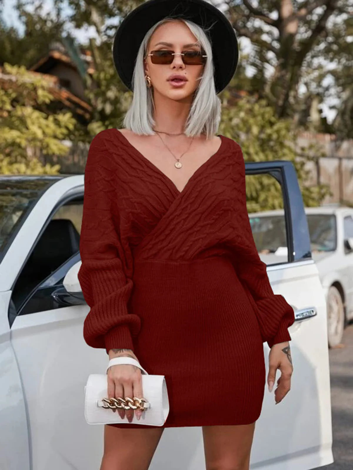 2026 Pleated Casual Batwing Sleeve Dress