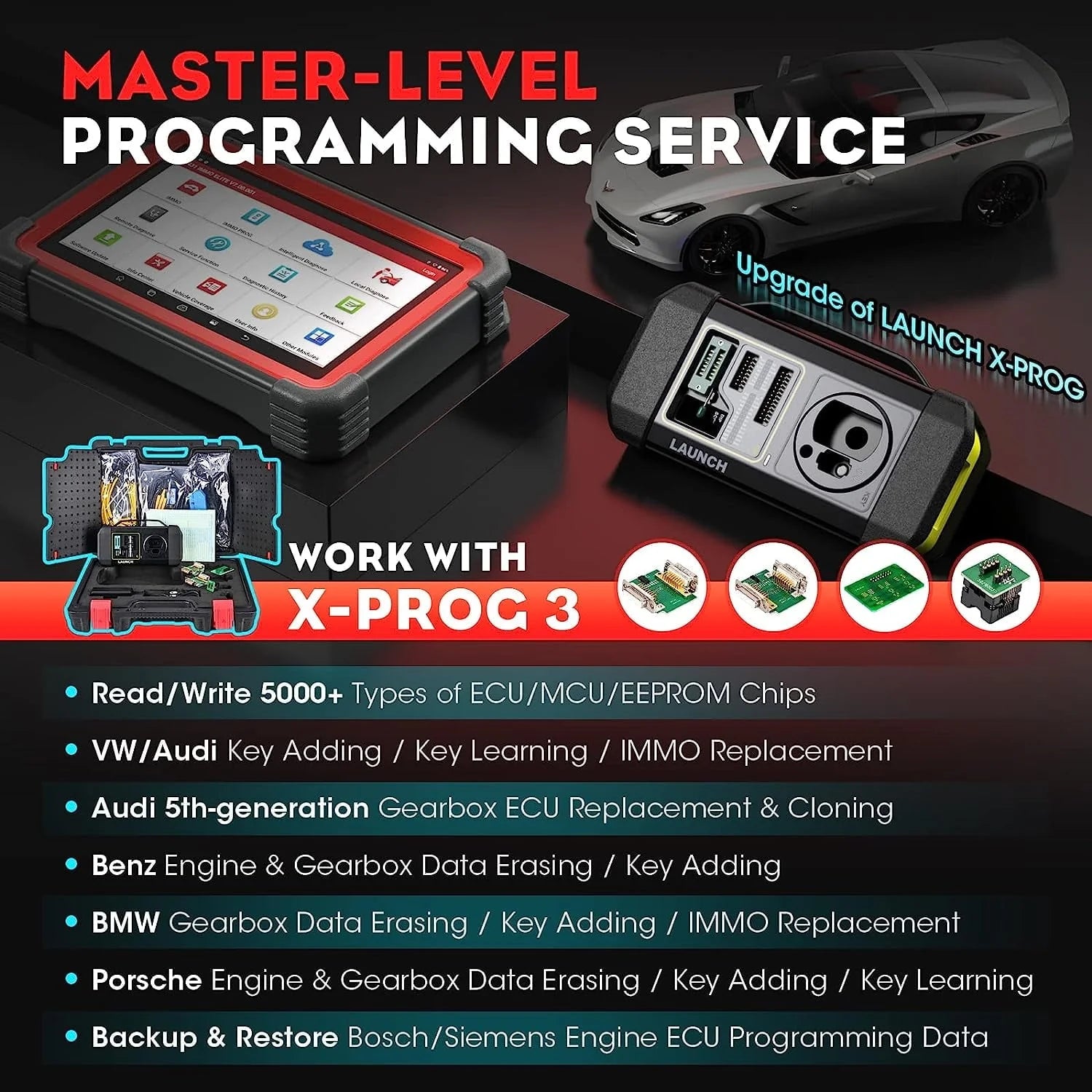 2026 LAUNCH X431 IMMO Elite Key Programming Car Diagnostic Scan Tool with X-PROG3 Key Programmer, ECU Clone/match, CANFD&DOIP, 39+ Services  2 Years Free Update