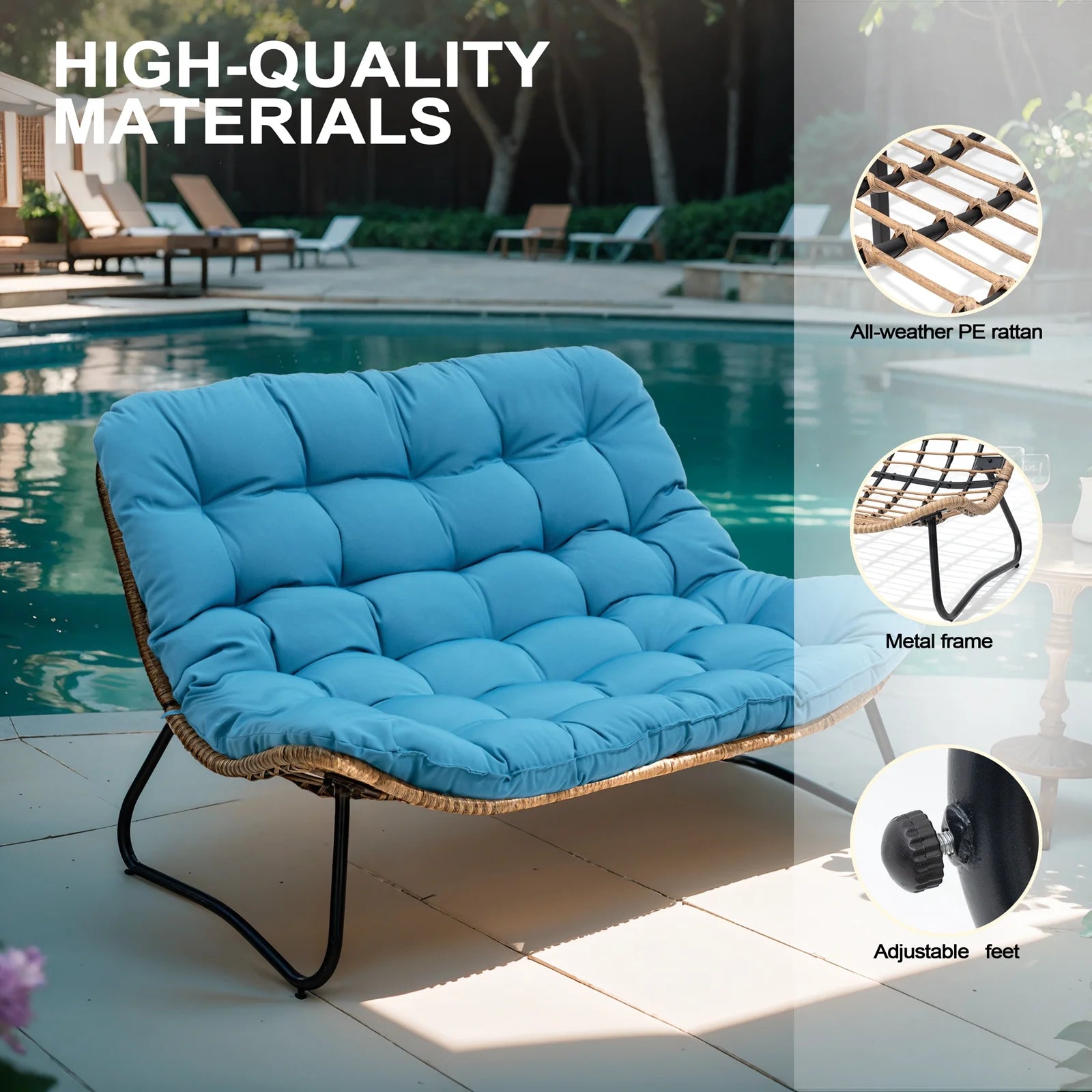2026 Crestlive Products Patio Loveseat, All-Weather Rattan Large Furniture with Soft Cushions, Outdoor Loveseat for Balcony, Poolside, Backyard (Beige)